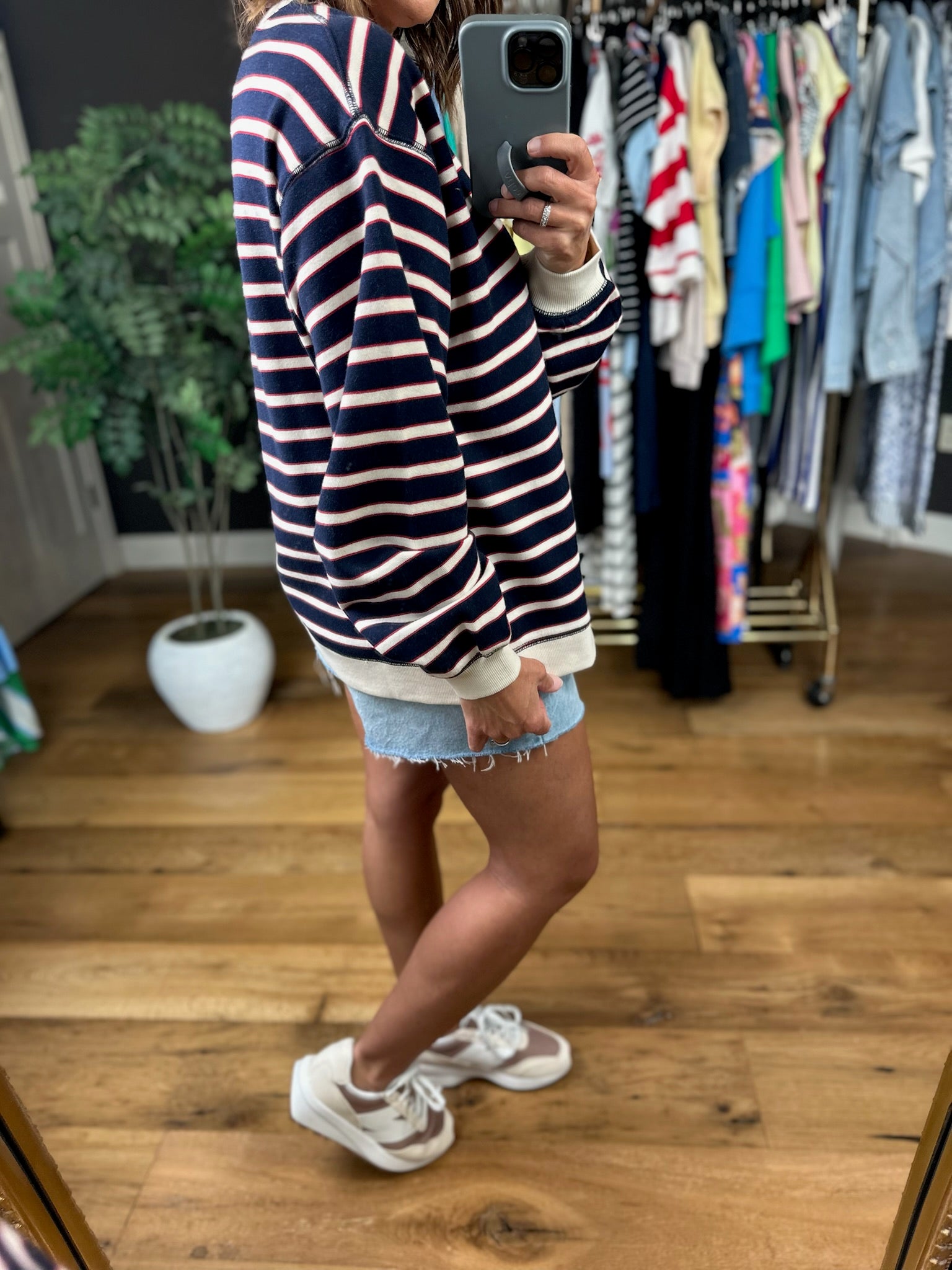 Any News Striped Crewneck-Sweaters-By Together-Anna Kaytes Boutique, Women's Fashion Boutique in Grinnell, Iowa