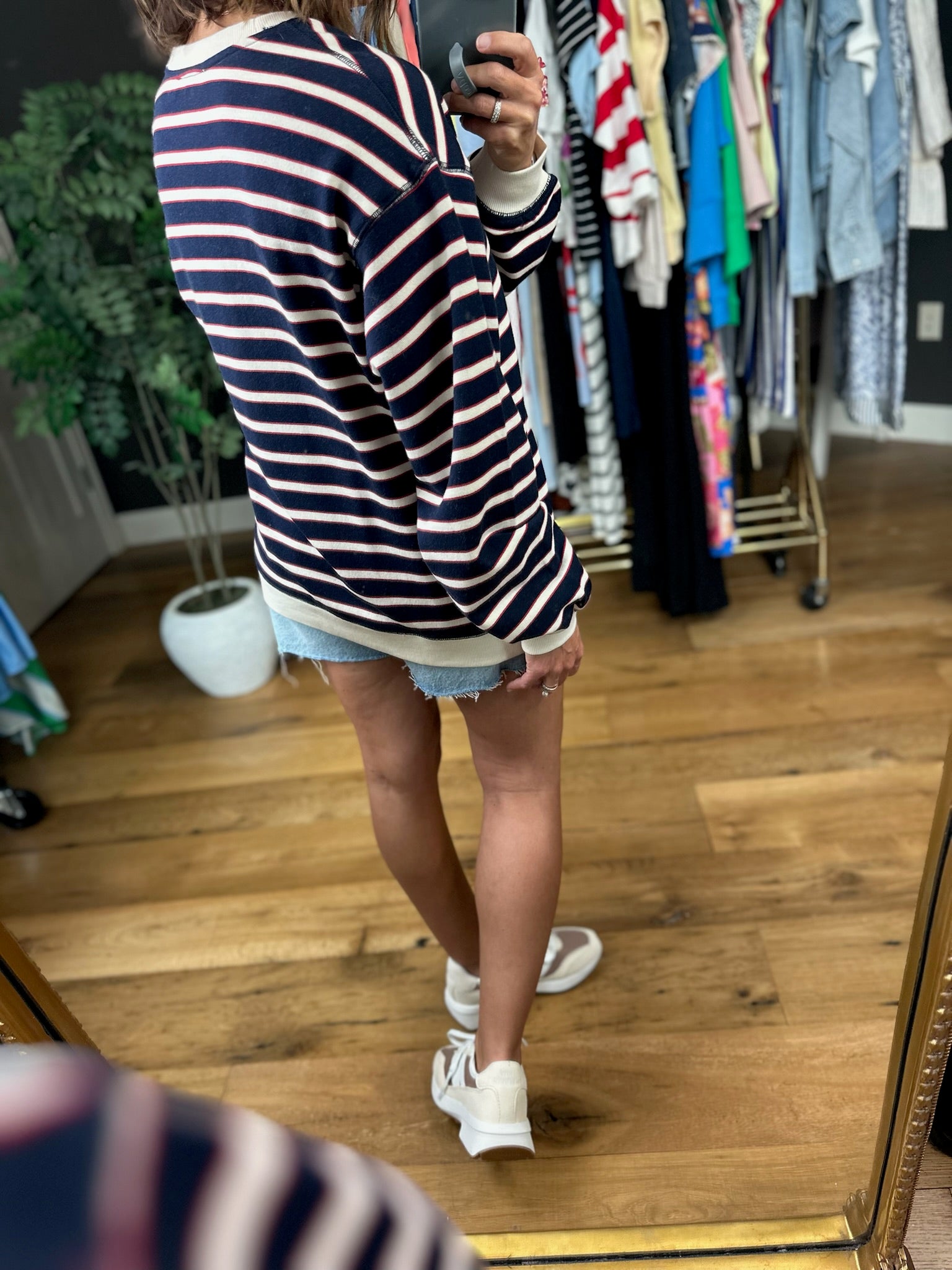 Any News Striped Crewneck-Sweaters-By Together-Anna Kaytes Boutique, Women's Fashion Boutique in Grinnell, Iowa