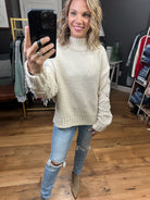 What I Say Mockneck Sweater with Arm Detail - Cream-Sweaters-Skies Are Blue 44492-Anna Kaytes Boutique, Women's Fashion Boutique in Grinnell, Iowa