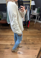 What I Say Mockneck Sweater with Arm Detail - Cream-Sweaters-Skies Are Blue 44492-Anna Kaytes Boutique, Women's Fashion Boutique in Grinnell, Iowa