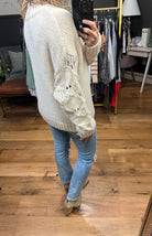 What I Say Mockneck Sweater with Arm Detail - Cream-Sweaters-Skies Are Blue 44492-Anna Kaytes Boutique, Women's Fashion Boutique in Grinnell, Iowa