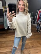 What I Say Mockneck Sweater with Arm Detail - Cream-Sweaters-Skies Are Blue 44492-Anna Kaytes Boutique, Women's Fashion Boutique in Grinnell, Iowa