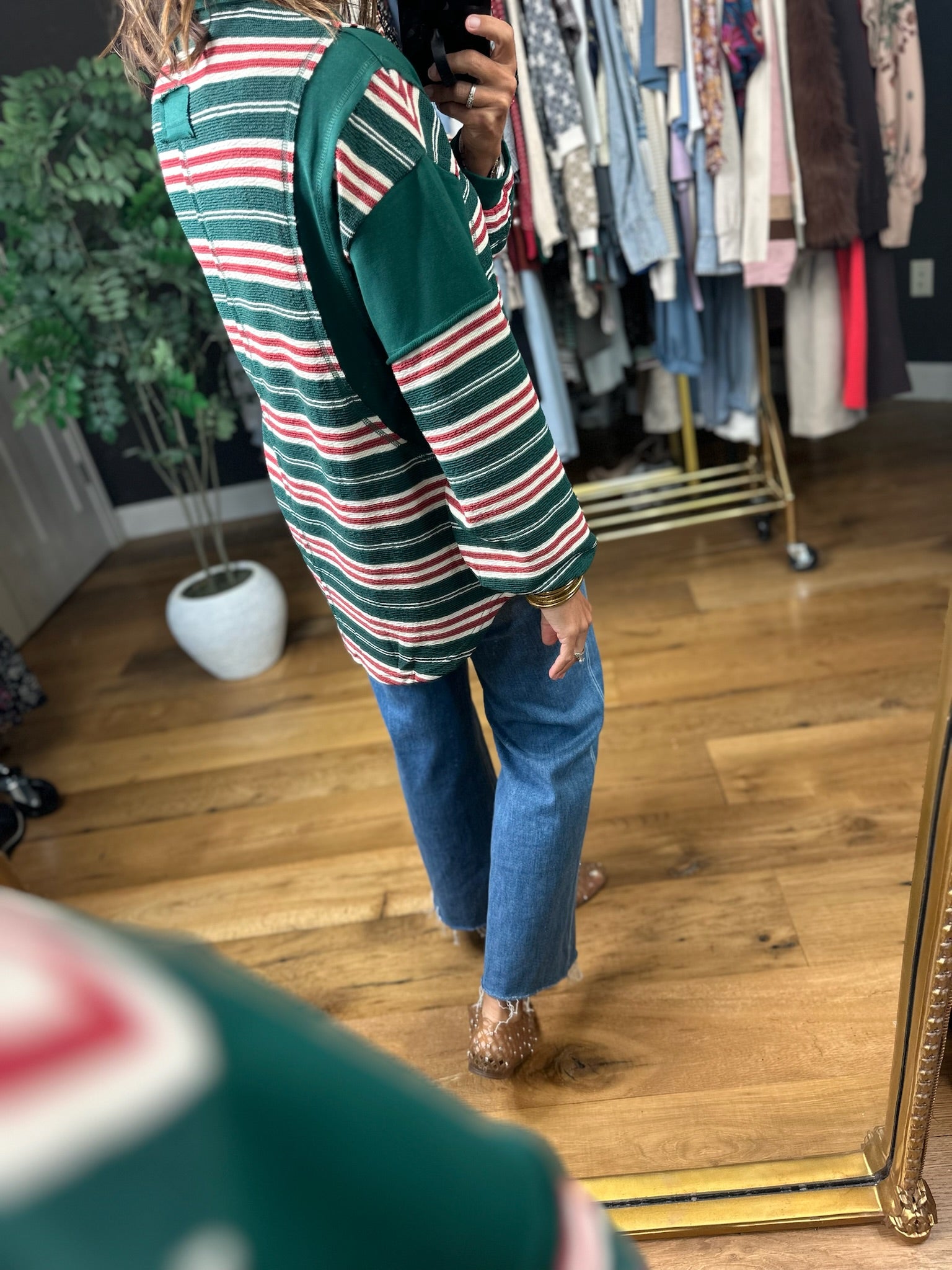 Keeping Score Striped Pullover-Sweaters-Very J-Anna Kaytes Boutique, Women's Fashion Boutique in Grinnell, Iowa
