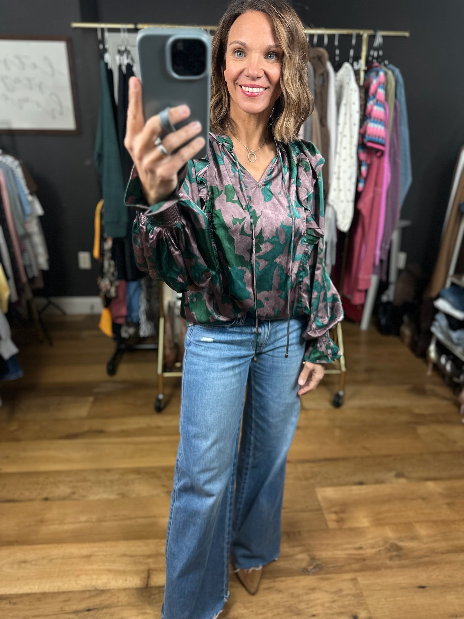 Garden Party Floral Top-Long Sleeves-Entro-Anna Kaytes Boutique, Women's Fashion Boutique in Grinnell, Iowa