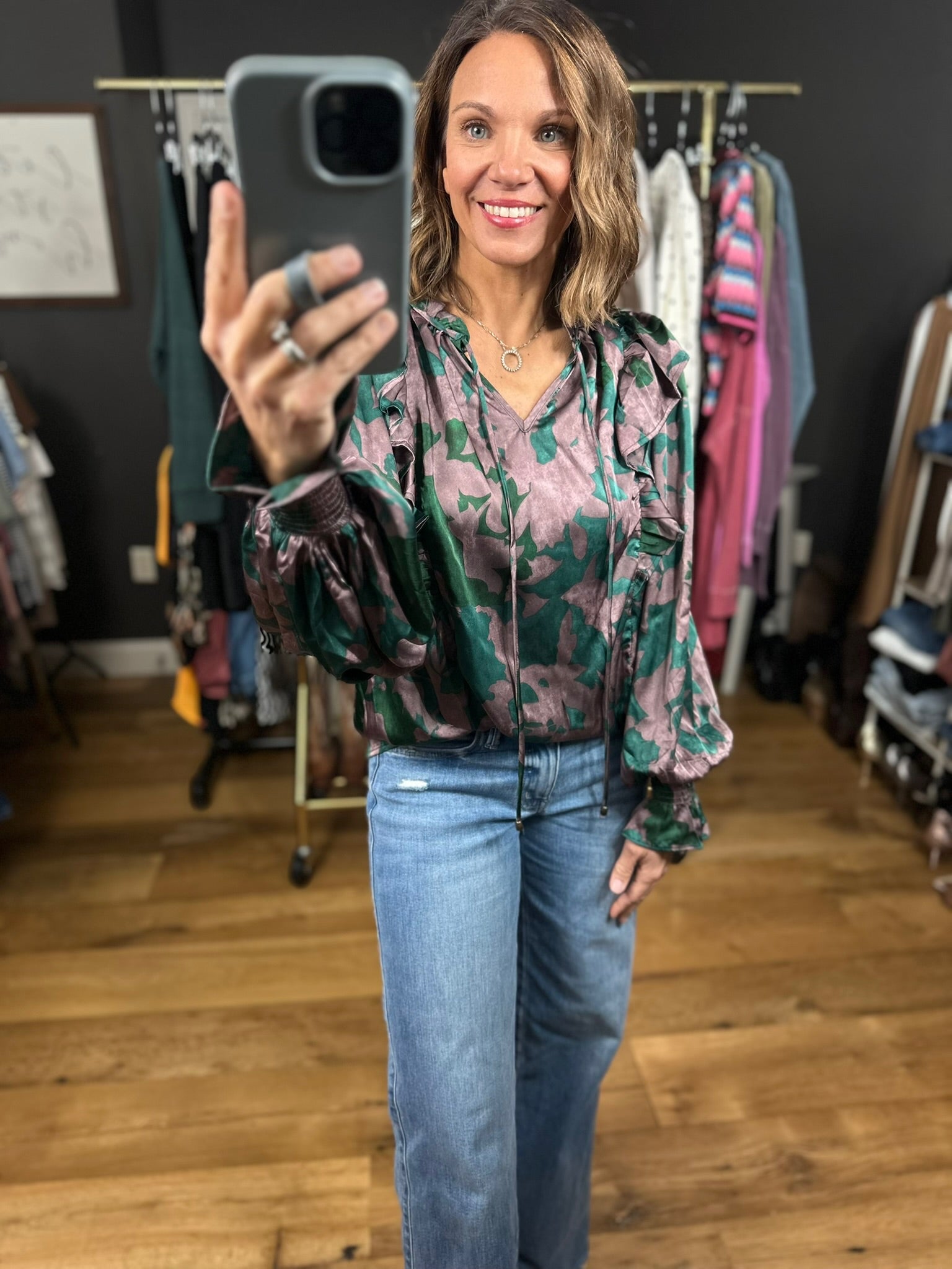 Garden Party Floral Top-Long Sleeves-Entro-Anna Kaytes Boutique, Women's Fashion Boutique in Grinnell, Iowa