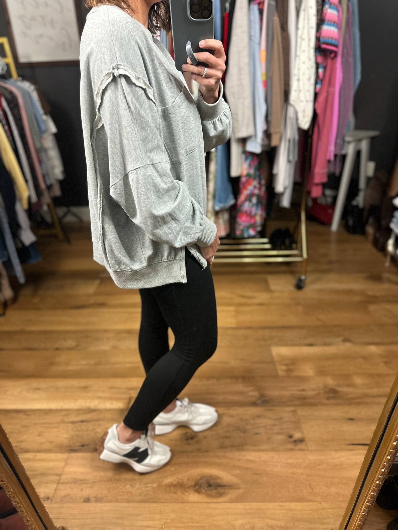 On A Roll Slit-Hem Crew-Sweaters-Easel-Anna Kaytes Boutique, Women's Fashion Boutique in Grinnell, Iowa