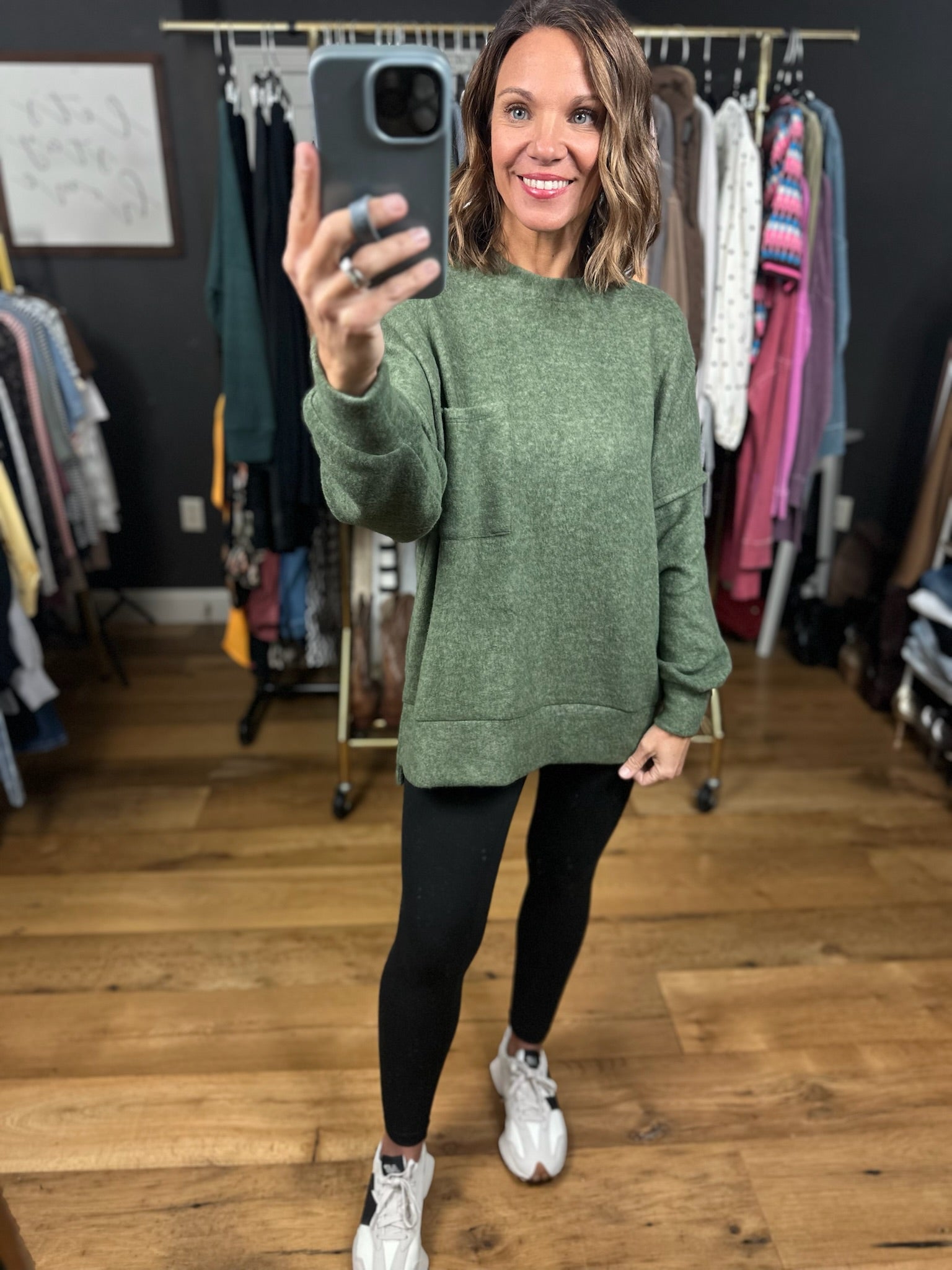 Home Stretch Hi-Low Pocket Top-Sweaters-Zenana-Anna Kaytes Boutique, Women's Fashion Boutique in Grinnell, Iowa