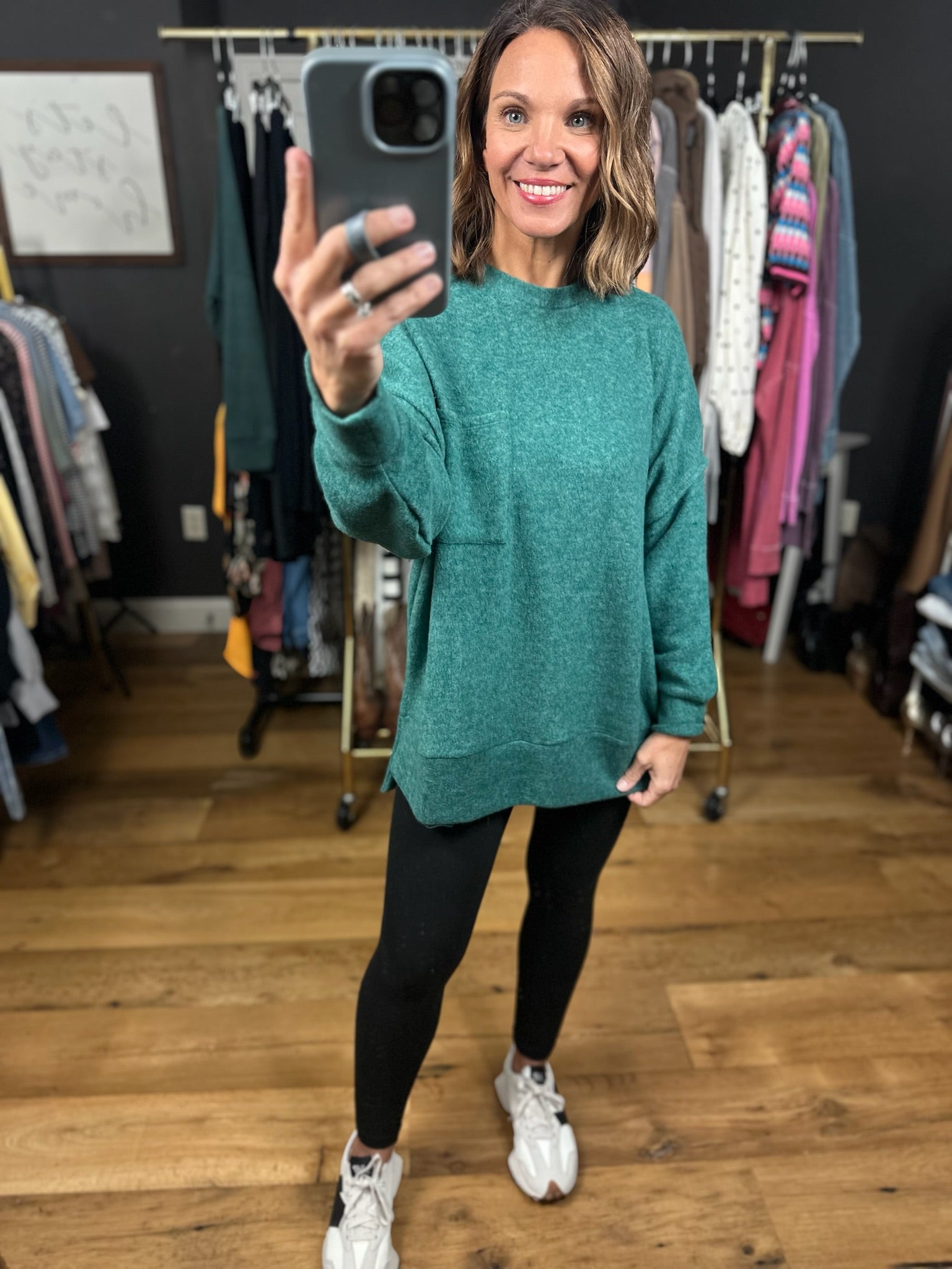 Home Stretch Hi-Low Pocket Top-Sweaters-Zenana-Anna Kaytes Boutique, Women's Fashion Boutique in Grinnell, Iowa