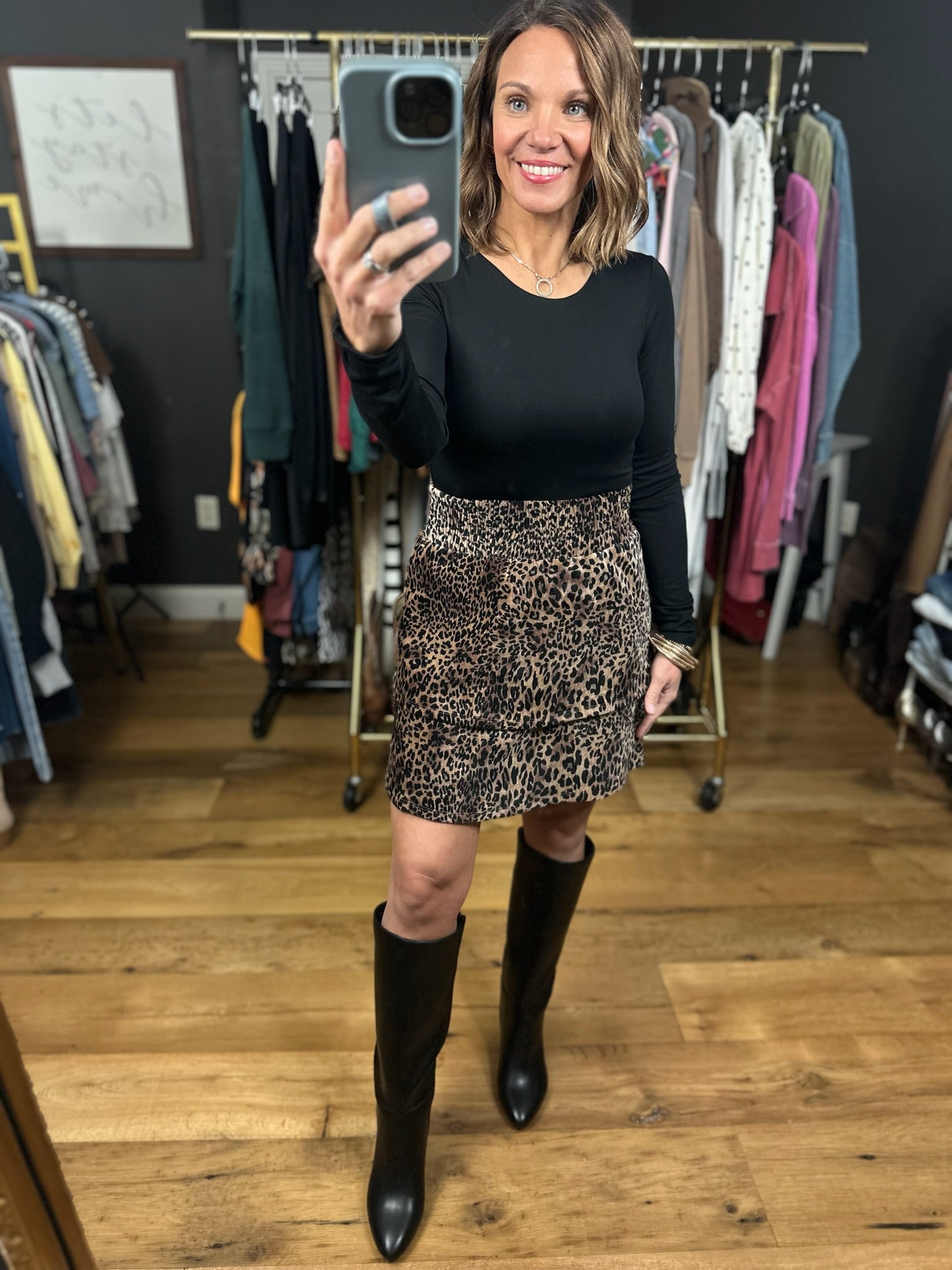 Looks That Way Leopard Print Skirt-Skirts-THML-Anna Kaytes Boutique, Women's Fashion Boutique in Grinnell, Iowa