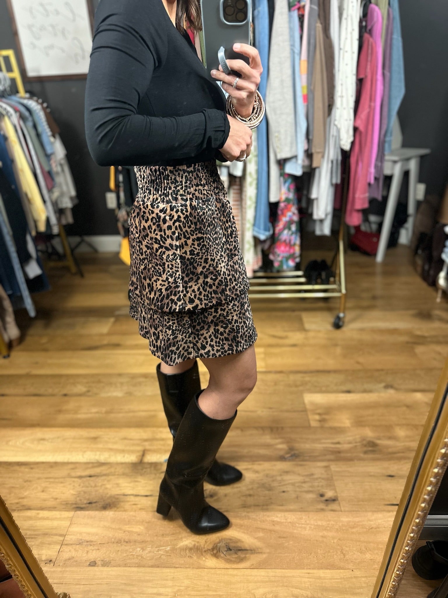 Looks That Way Leopard Print Skirt-Skirts-THML-Anna Kaytes Boutique, Women's Fashion Boutique in Grinnell, Iowa