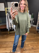 Stay Tuned Textured Sweater - Olive-Aemi & Co-Anna Kaytes Boutique, Women's Fashion Boutique in Grinnell, Iowa