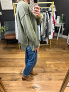 Stay Tuned Textured Sweater - Olive-Aemi & Co-Anna Kaytes Boutique, Women's Fashion Boutique in Grinnell, Iowa