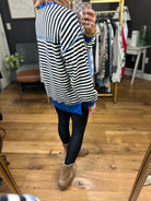 Borrow My Time Striped Oversized Crew - Royal Combo-Very J-Anna Kaytes Boutique, Women's Fashion Boutique in Grinnell, Iowa