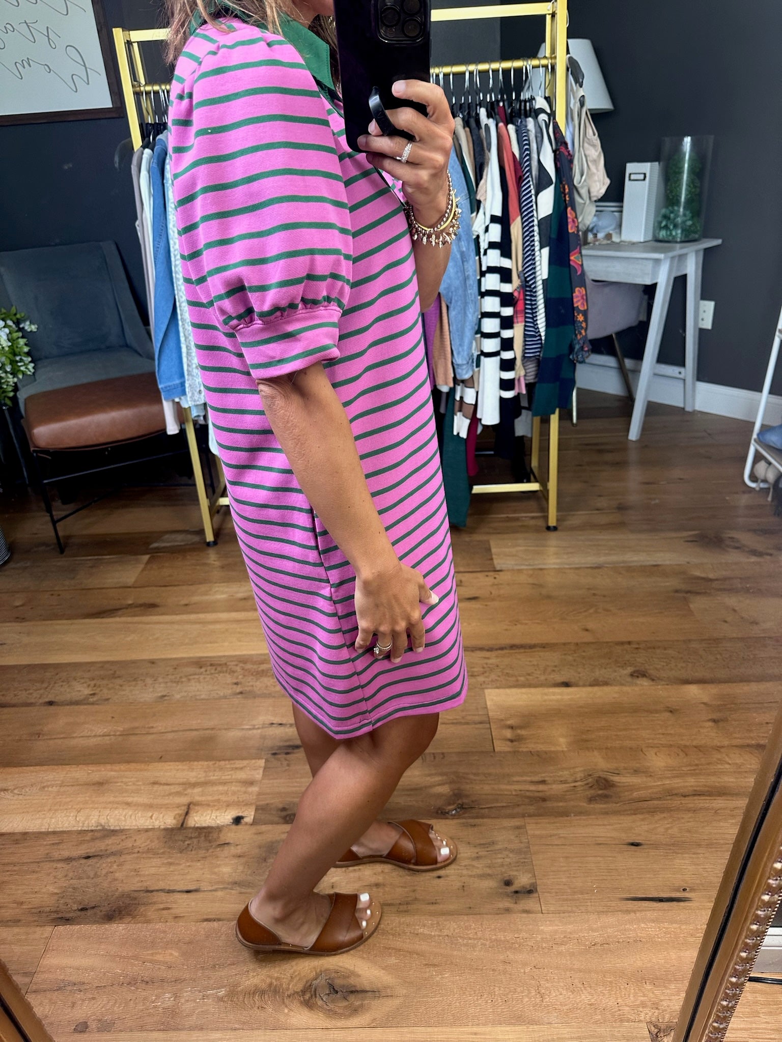 Happiest Day Striped Collared Dress - Pink Multi-Entro-Anna Kaytes Boutique, Women's Fashion Boutique in Grinnell, Iowa