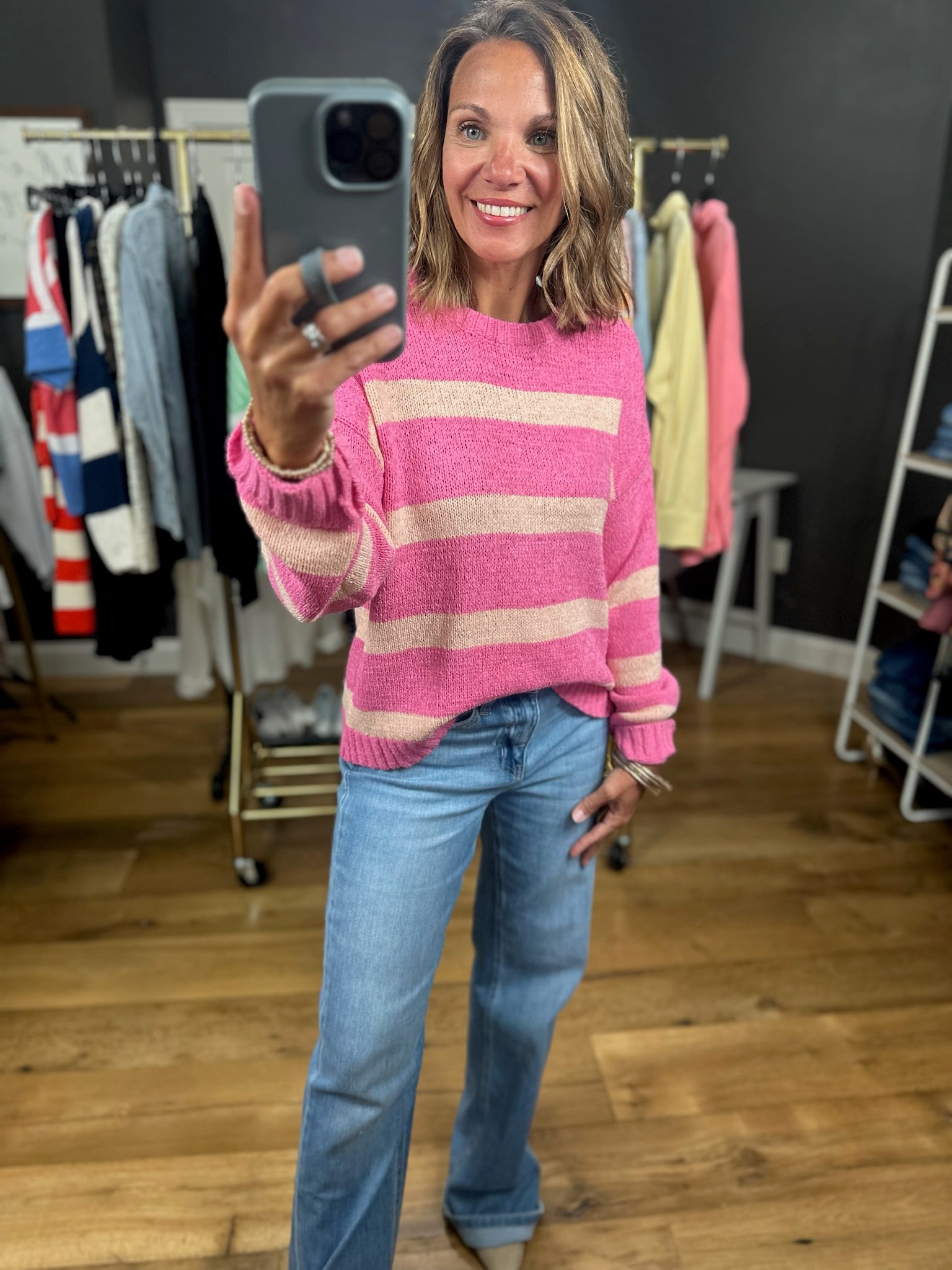 Sweeter Soul Striped Knit Top-Sweaters-Wishlist-Anna Kaytes Boutique, Women's Fashion Boutique in Grinnell, Iowa