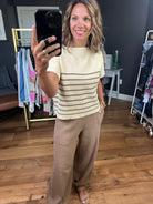 Always Noticed Striped Short Sleeve Top - Mocha-Entro T22304-Anna Kaytes Boutique, Women's Fashion Boutique in Grinnell, Iowa