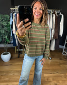 Give & Take Striped Crew-Long Sleeves-Be Cool-Anna Kaytes Boutique, Women's Fashion Boutique in Grinnell, Iowa
