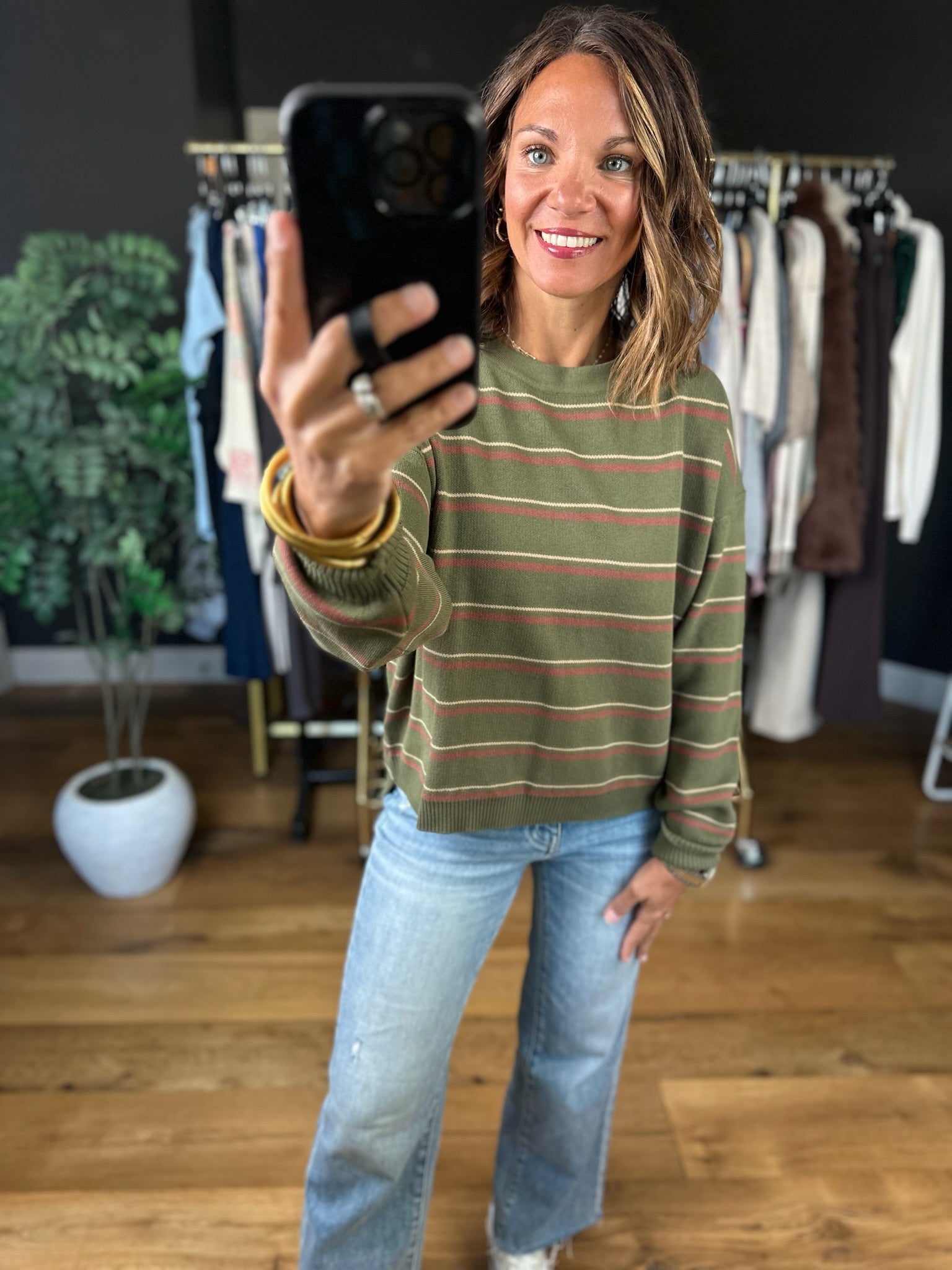 Give & Take Striped Crew-Long Sleeves-Be Cool-Anna Kaytes Boutique, Women's Fashion Boutique in Grinnell, Iowa