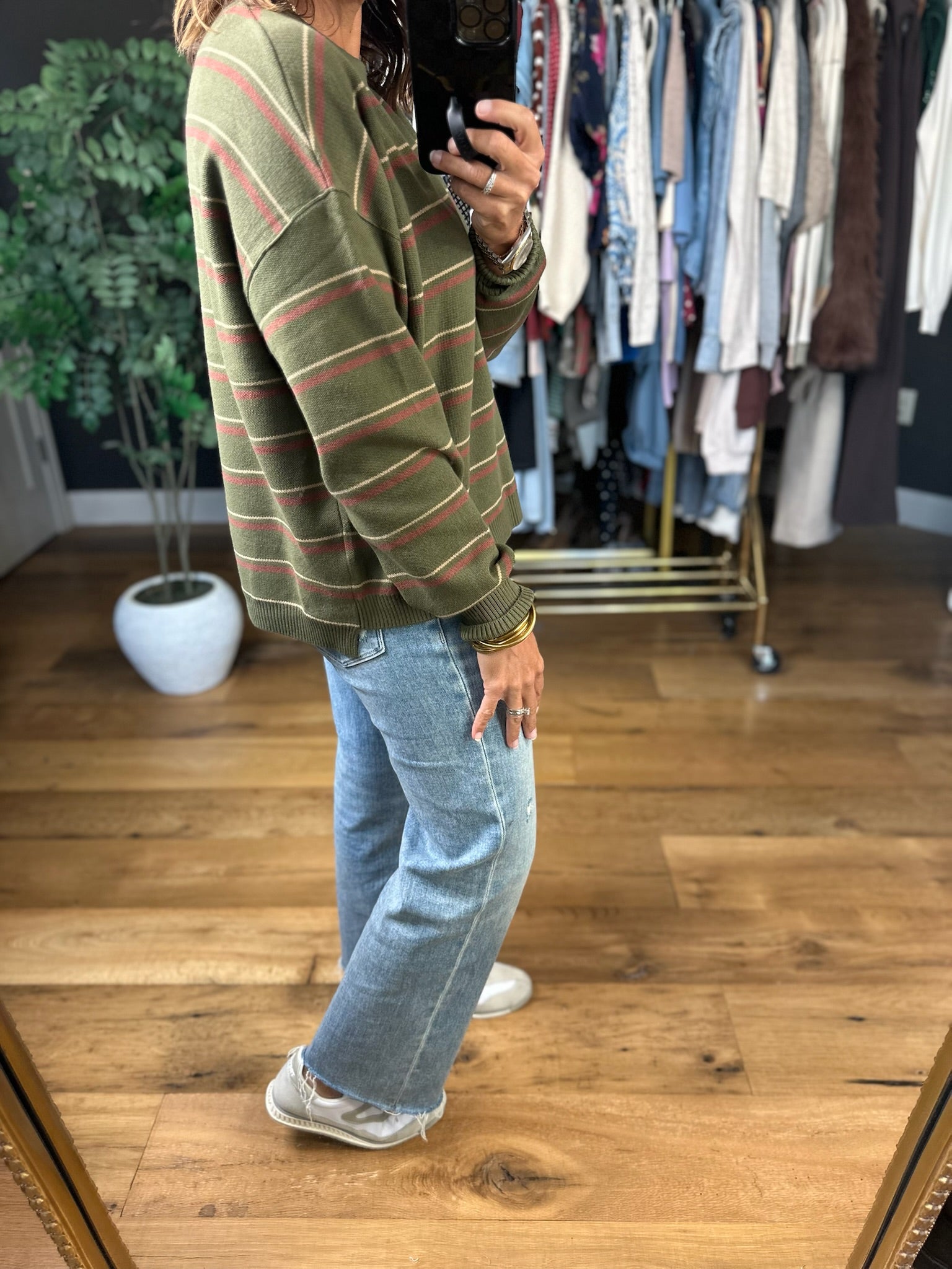 Give & Take Striped Crew-Long Sleeves-Be Cool-Anna Kaytes Boutique, Women's Fashion Boutique in Grinnell, Iowa