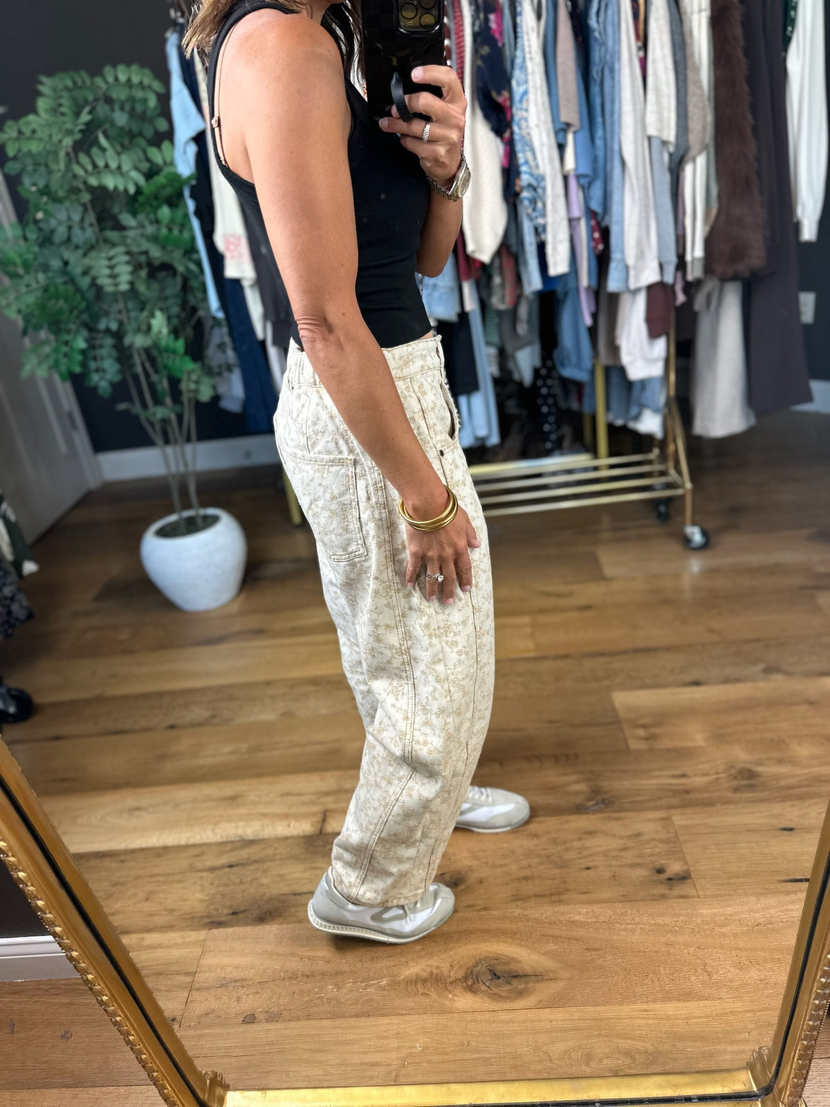 Good For Me Floral Barrel Pant-Pants-Easel-Anna Kaytes Boutique, Women's Fashion Boutique in Grinnell, Iowa