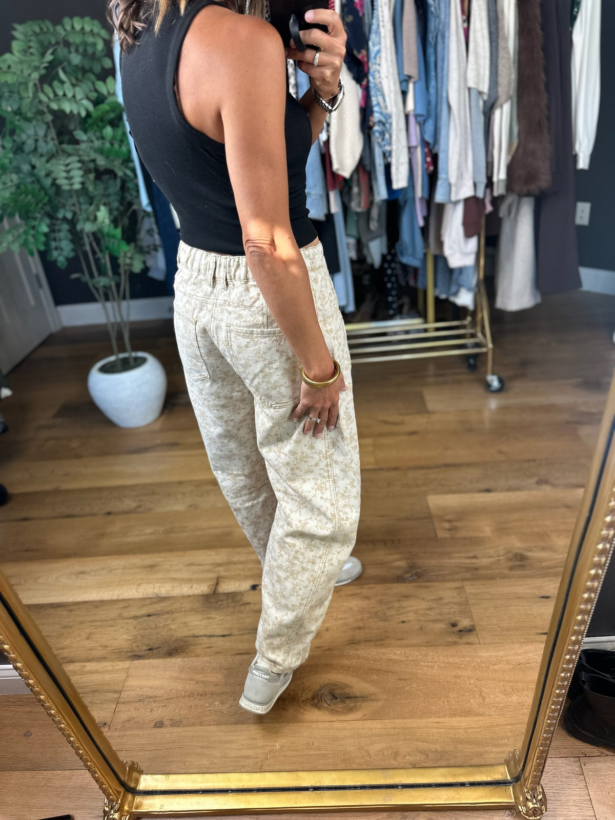 Good For Me Floral Barrel Pant-Pants-Easel-Anna Kaytes Boutique, Women's Fashion Boutique in Grinnell, Iowa