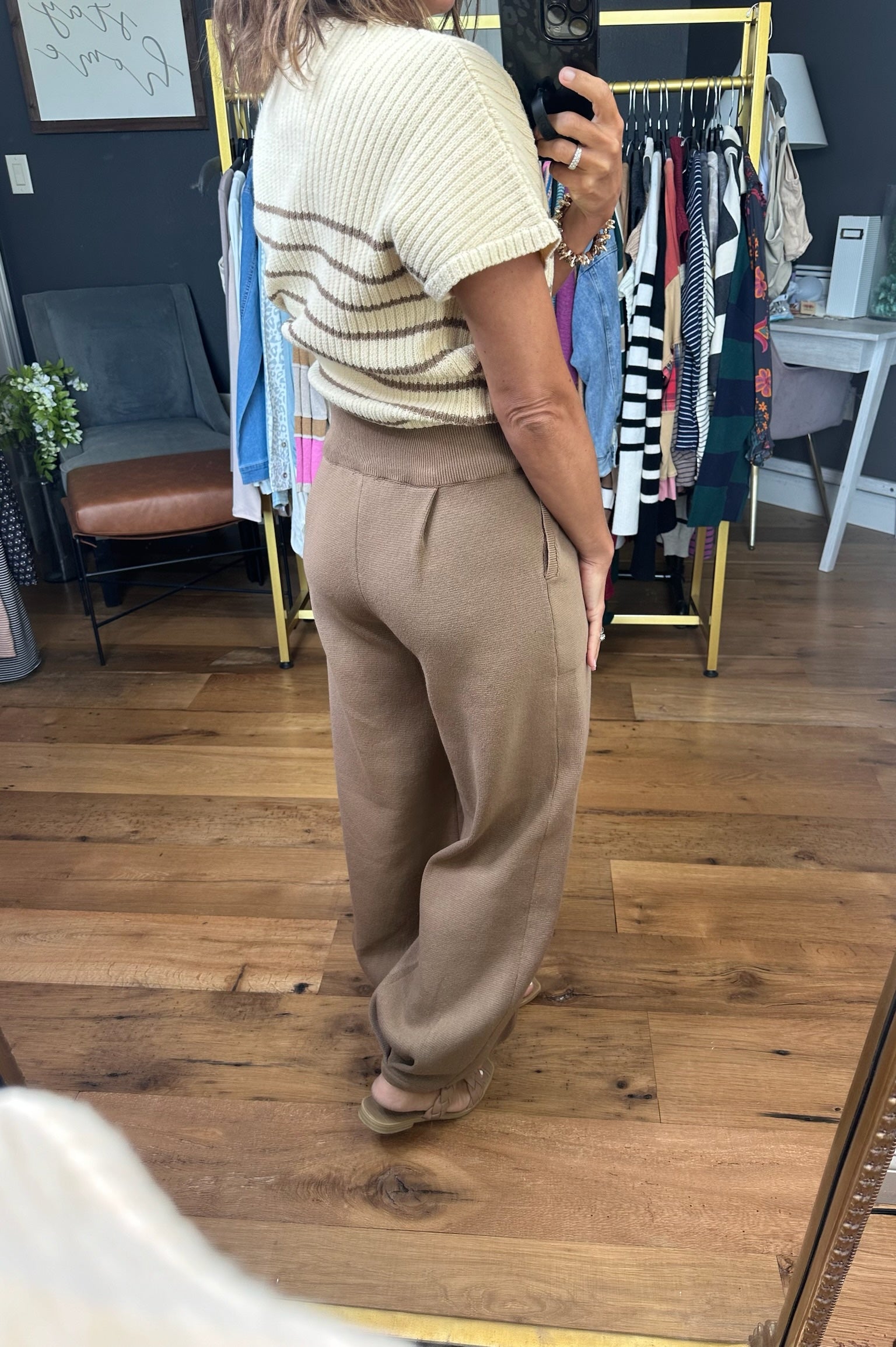 First Time Feelings Knit Parachute Jogger Pant - Mocha-Joggers-Entro P22302-Anna Kaytes Boutique, Women's Fashion Boutique in Grinnell, Iowa