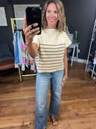 Always Noticed Striped Short Sleeve Top - Mocha-Entro T22304-Anna Kaytes Boutique, Women's Fashion Boutique in Grinnell, Iowa