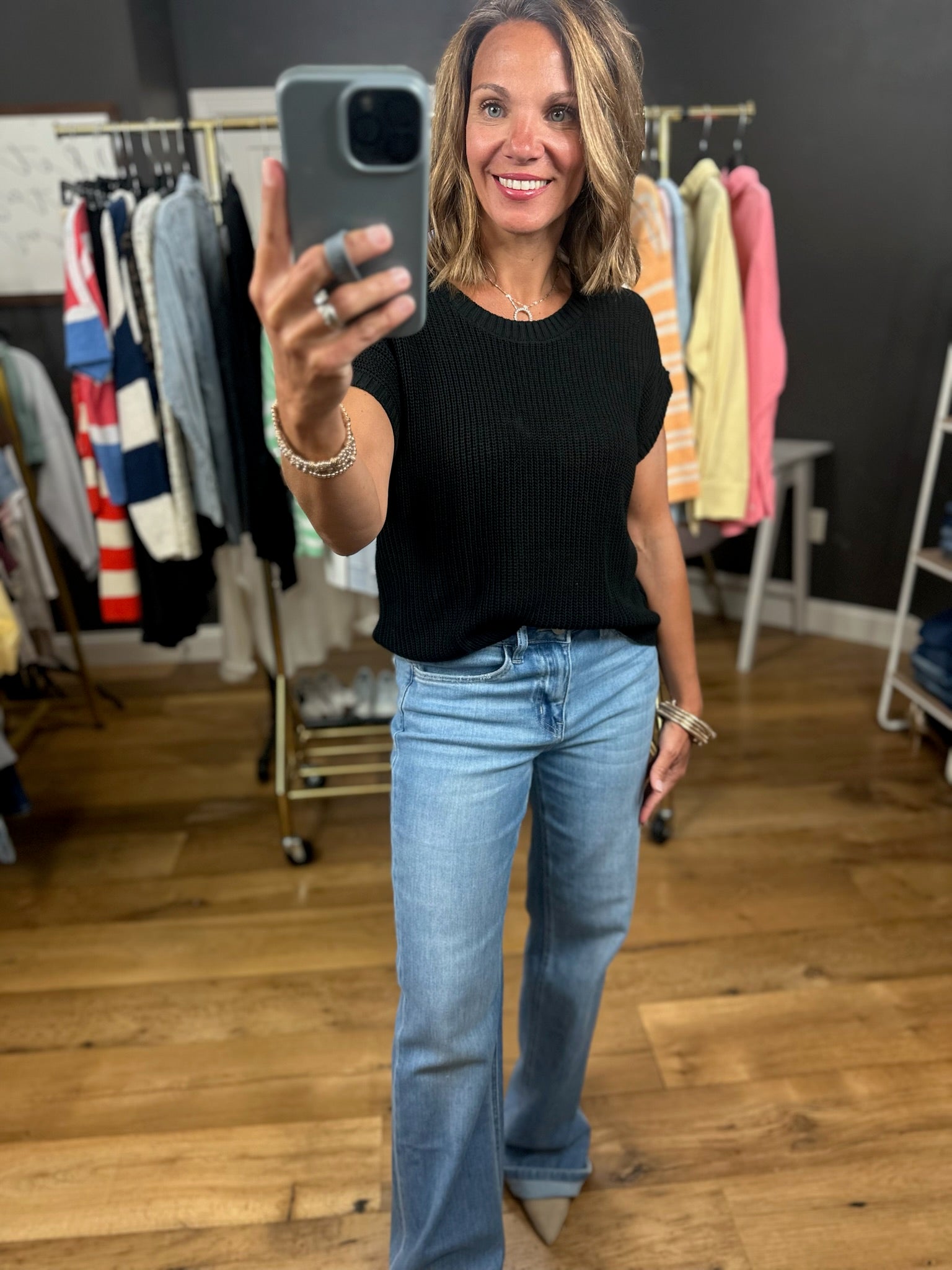 Weekend Reset Knit Top-Short Sleeves-Blu Pepper-Anna Kaytes Boutique, Women's Fashion Boutique in Grinnell, Iowa