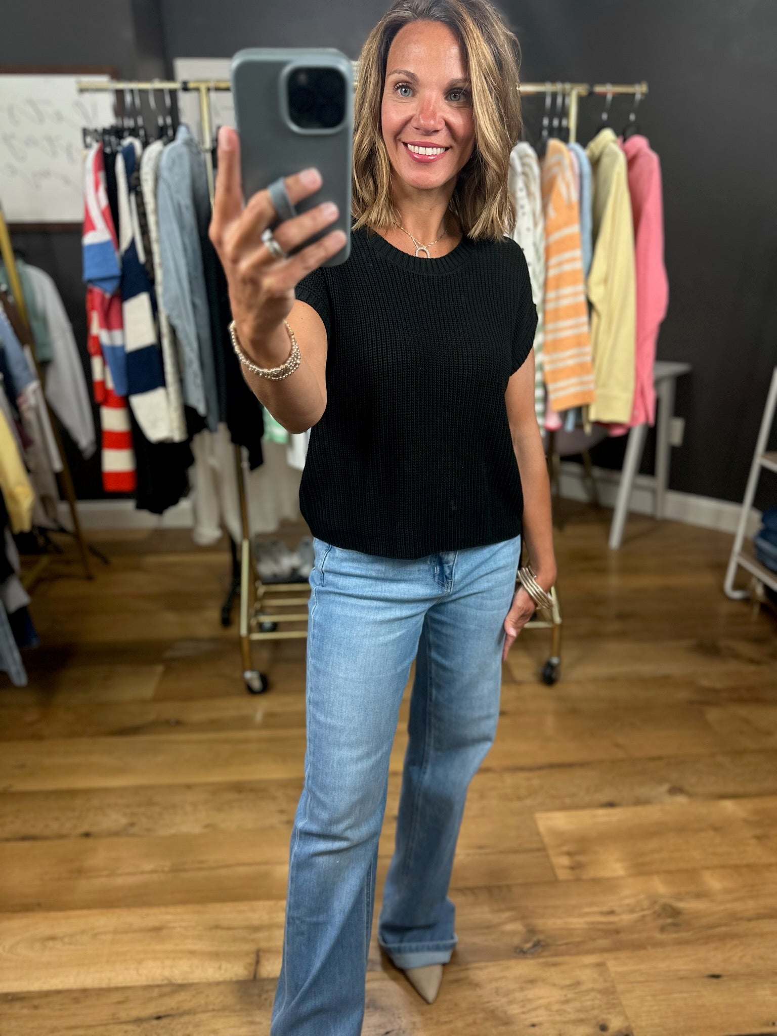 Weekend Reset Knit Top-Short Sleeves-Blu Pepper-Anna Kaytes Boutique, Women's Fashion Boutique in Grinnell, Iowa