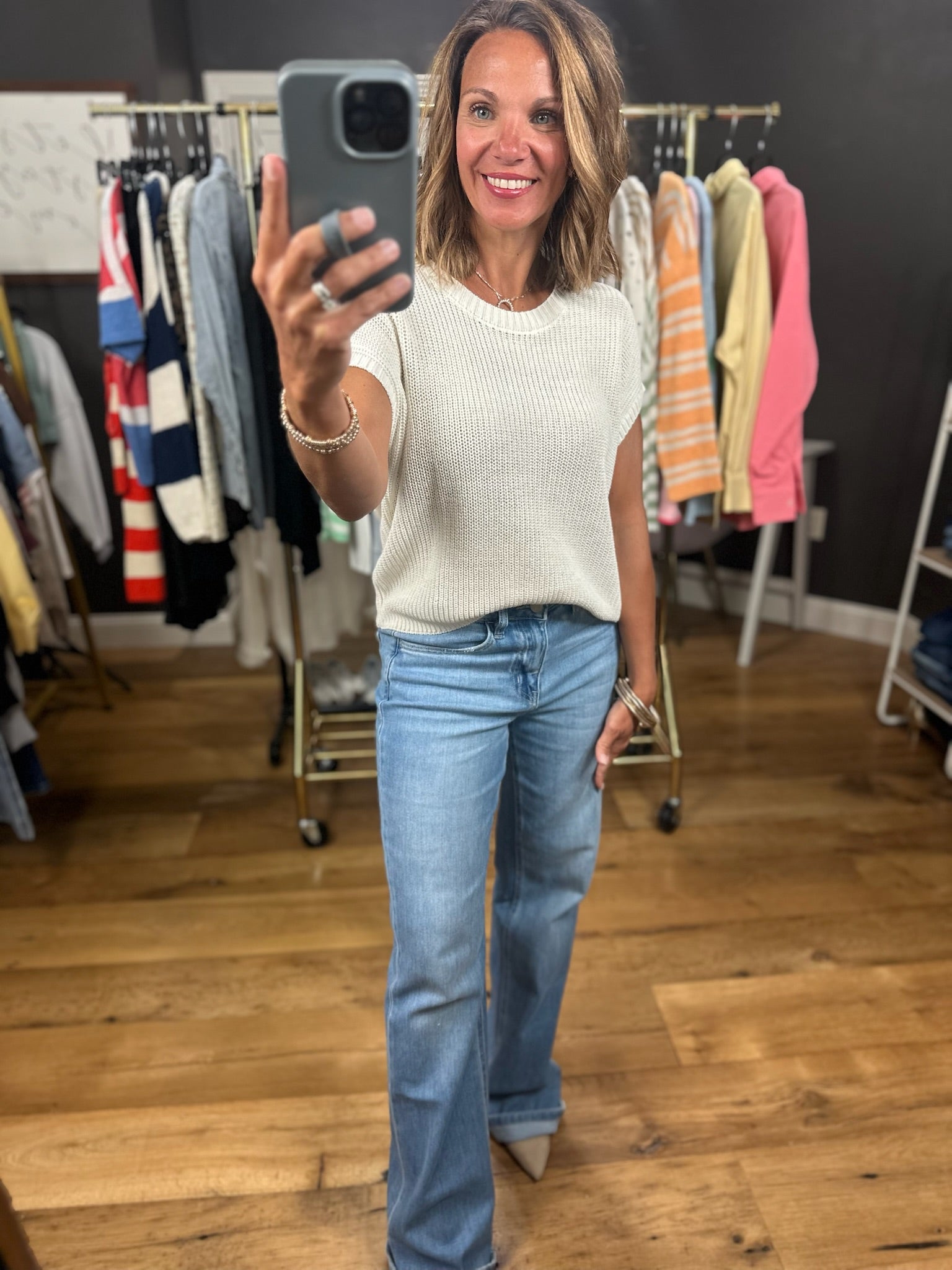 Weekend Reset Knit Top-Short Sleeves-Blu Pepper-Anna Kaytes Boutique, Women's Fashion Boutique in Grinnell, Iowa