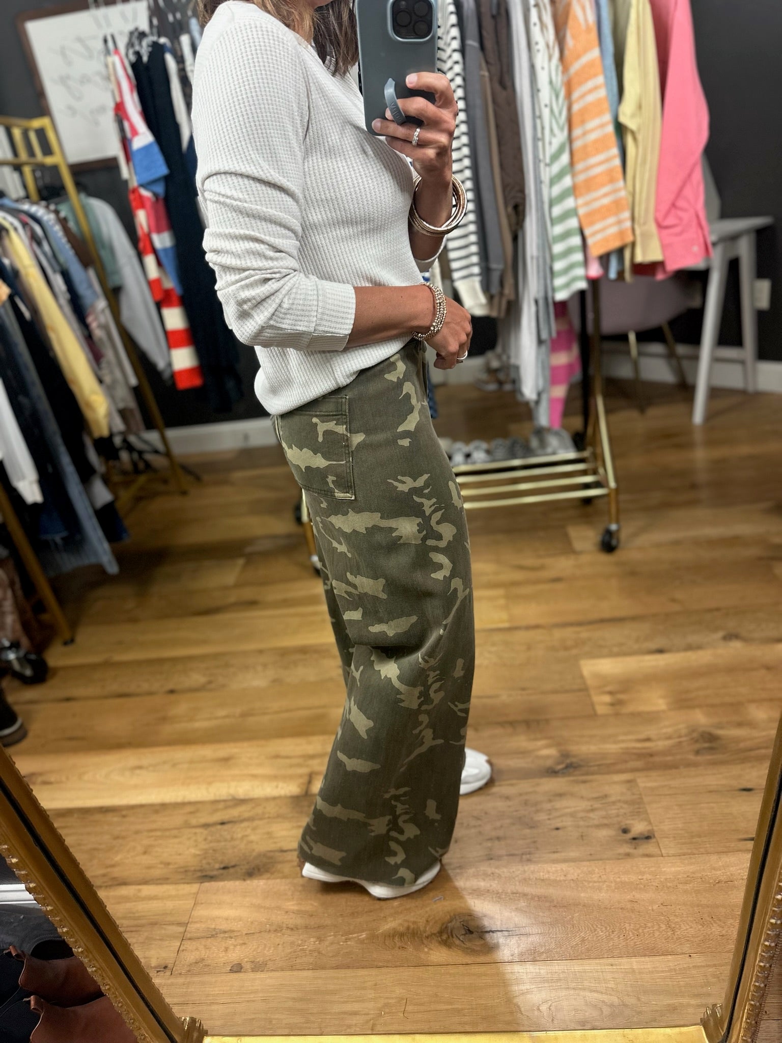 Never Seen Camo Wide-Leg Pant-Jeans-Miou Muse-Anna Kaytes Boutique, Women's Fashion Boutique in Grinnell, Iowa