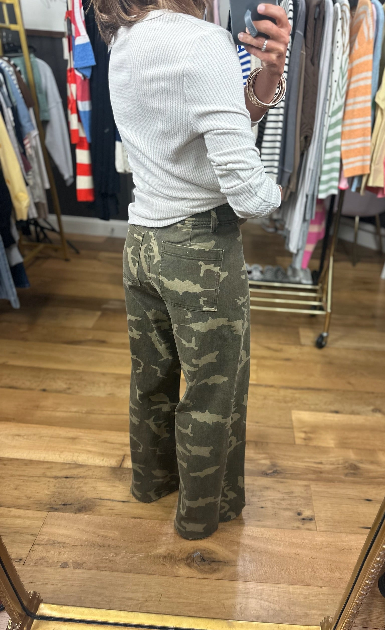 Never Seen Camo Wide-Leg Pant-Jeans-Miou Muse-Anna Kaytes Boutique, Women's Fashion Boutique in Grinnell, Iowa