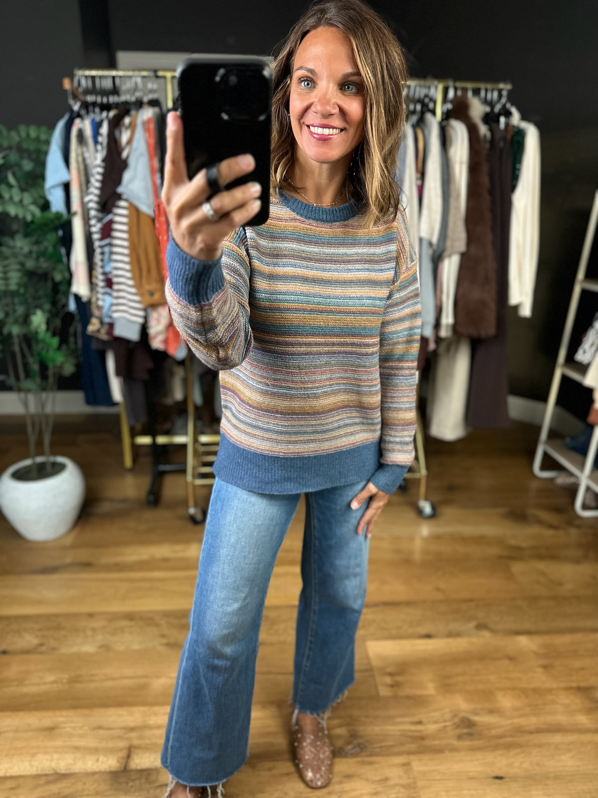 Together Again Striped Crew Sweater-Sweaters-Be Cool-Anna Kaytes Boutique, Women's Fashion Boutique in Grinnell, Iowa