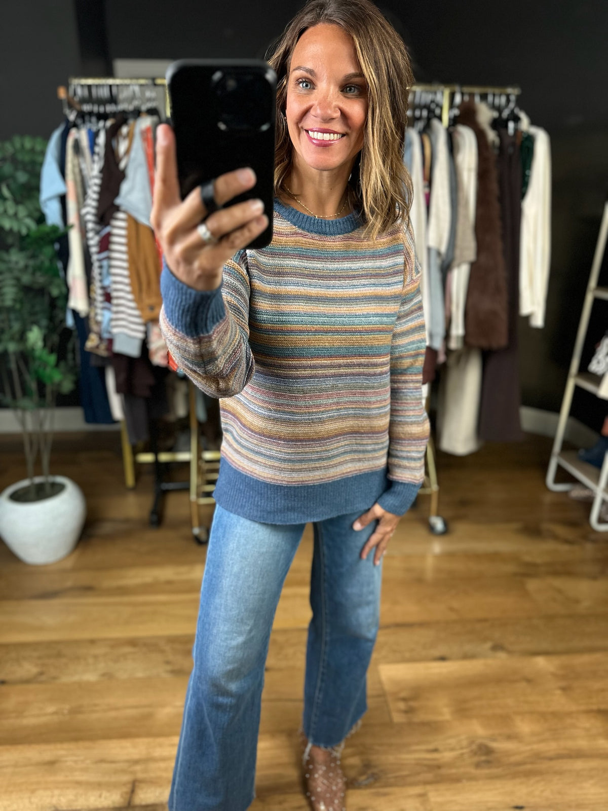 Together Again Striped Crew Sweater-Sweaters-Be Cool-Anna Kaytes Boutique, Women's Fashion Boutique in Grinnell, Iowa