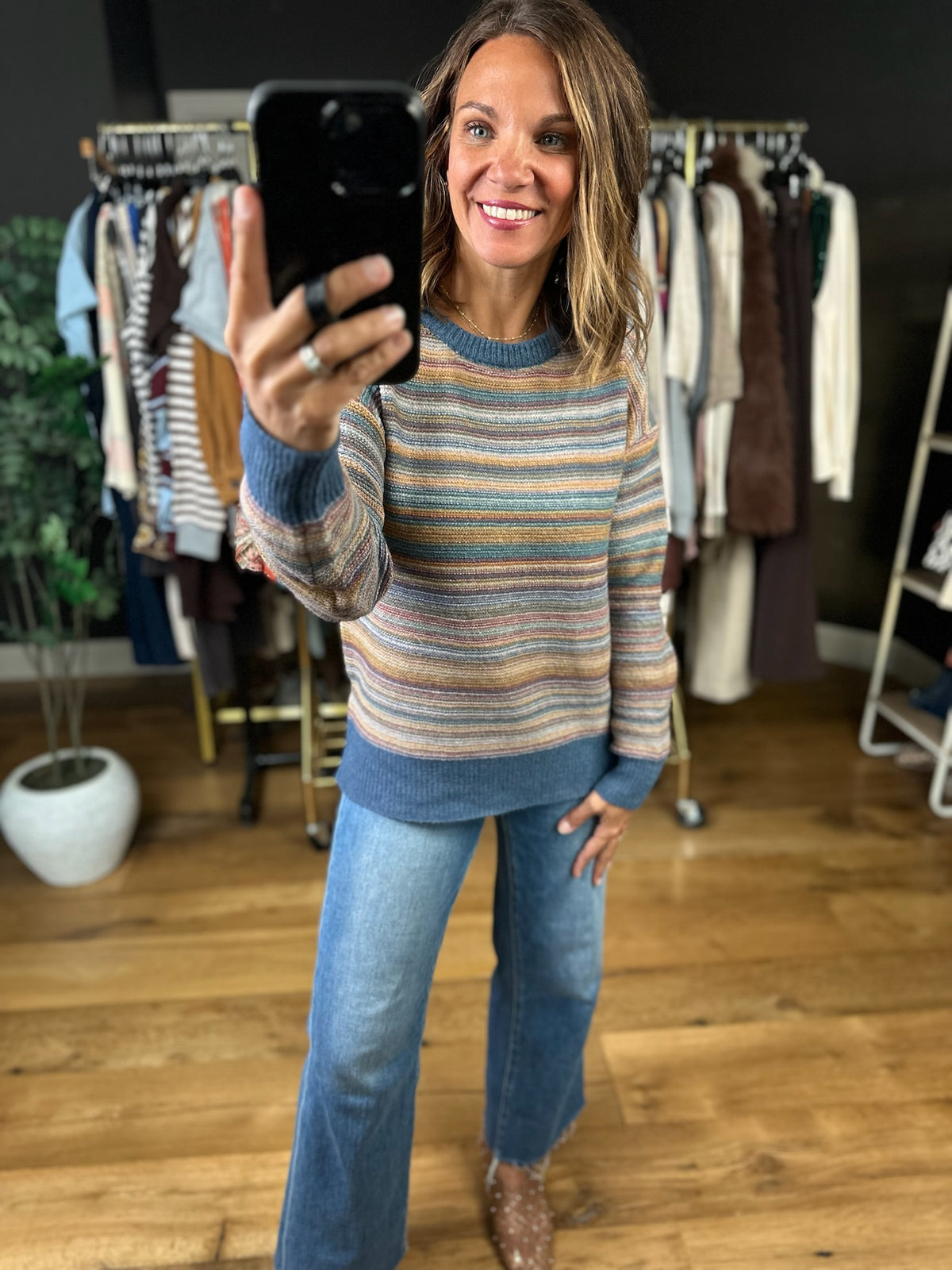 Together Again Striped Crew Sweater-Sweaters-Be Cool-Anna Kaytes Boutique, Women's Fashion Boutique in Grinnell, Iowa