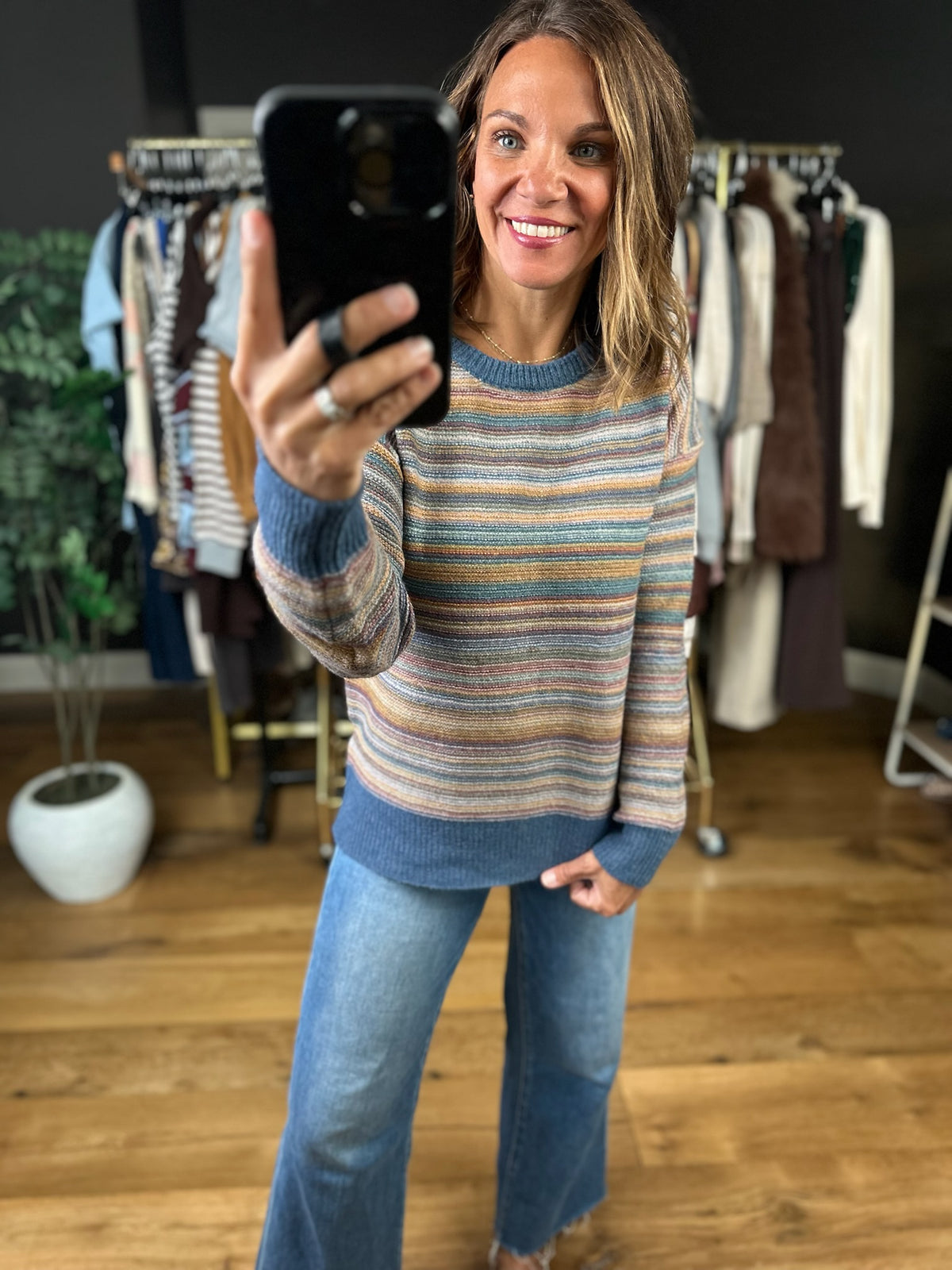 Together Again Striped Crew Sweater-Sweaters-Be Cool-Anna Kaytes Boutique, Women's Fashion Boutique in Grinnell, Iowa