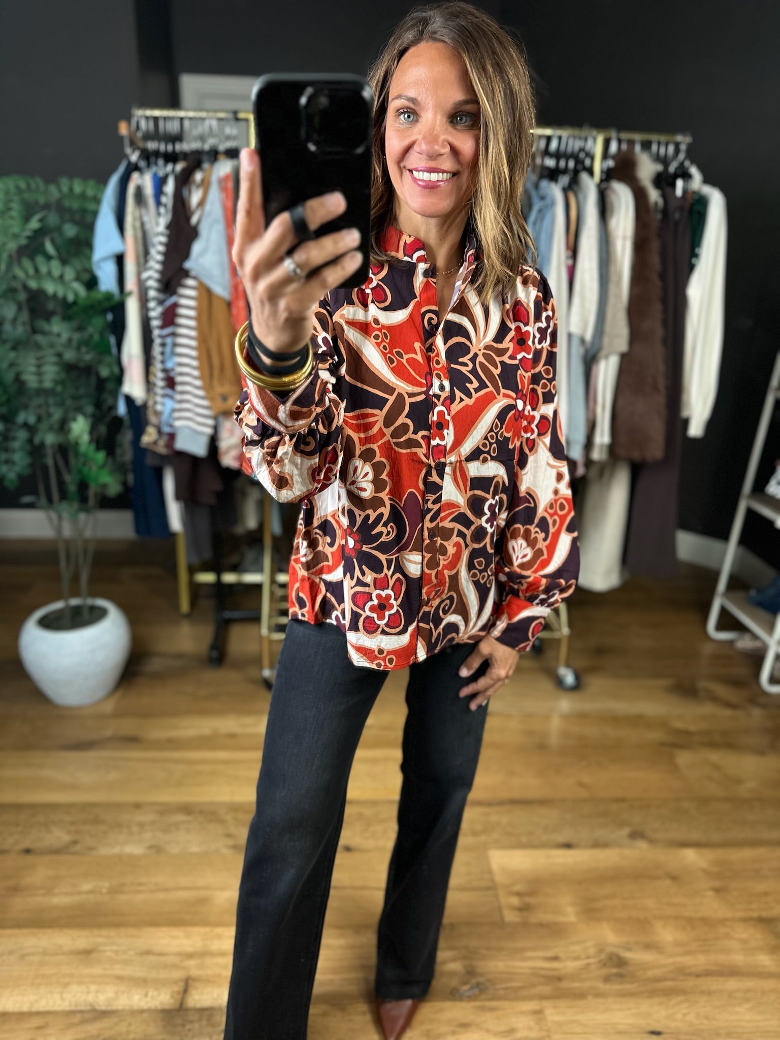 Begging You Patterned Top-Long Sleeves-Fate-Anna Kaytes Boutique, Women's Fashion Boutique in Grinnell, Iowa