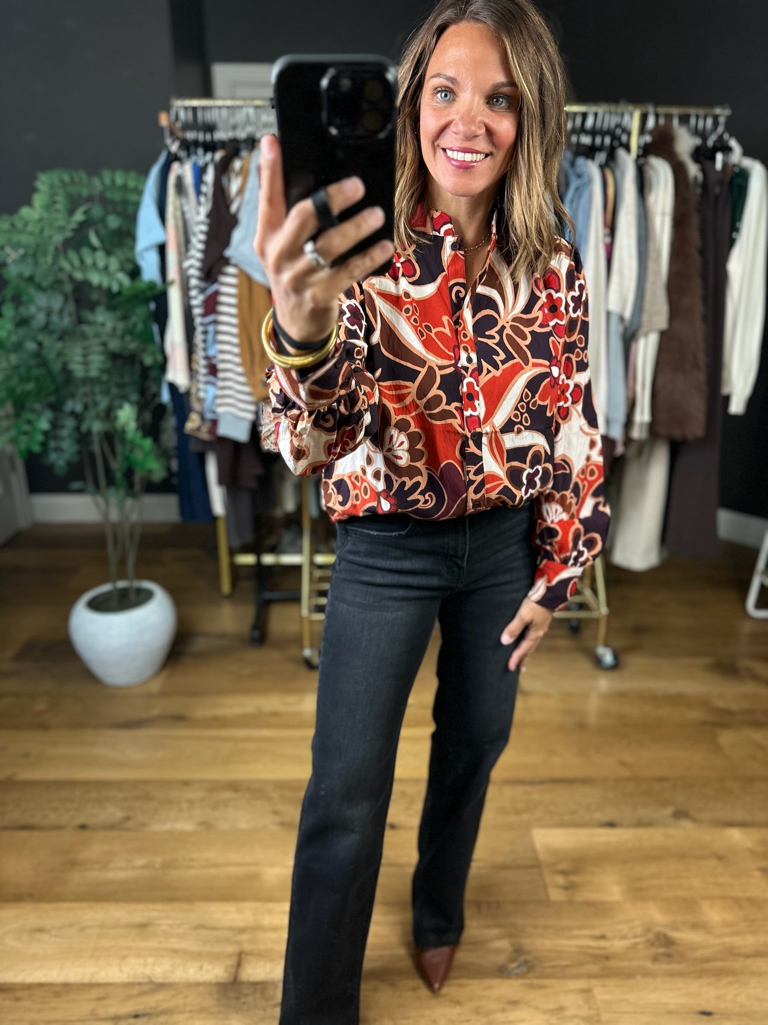 Begging You Patterned Top-Long Sleeves-Fate-Anna Kaytes Boutique, Women's Fashion Boutique in Grinnell, Iowa