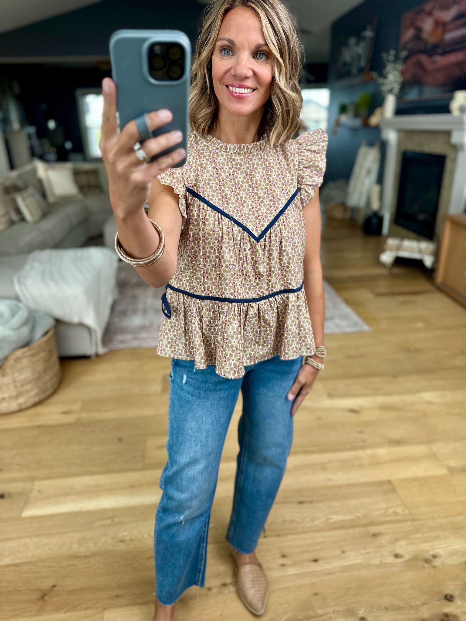 In Higher Hopes Patterned Top-Eesome-Anna Kaytes Boutique, Women's Fashion Boutique in Grinnell, Iowa