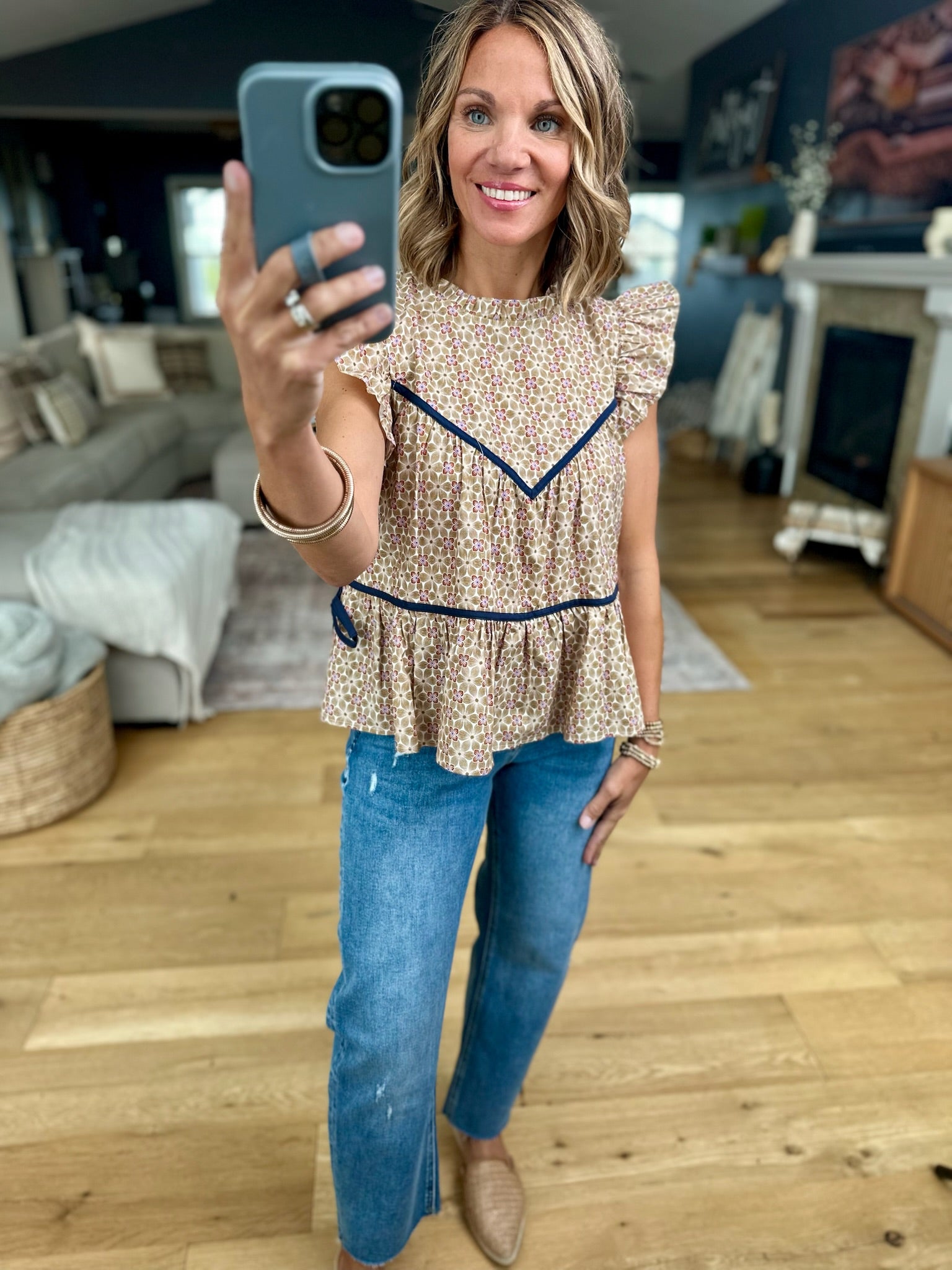 In Higher Hopes Patterned Top-Eesome-Anna Kaytes Boutique, Women's Fashion Boutique in Grinnell, Iowa