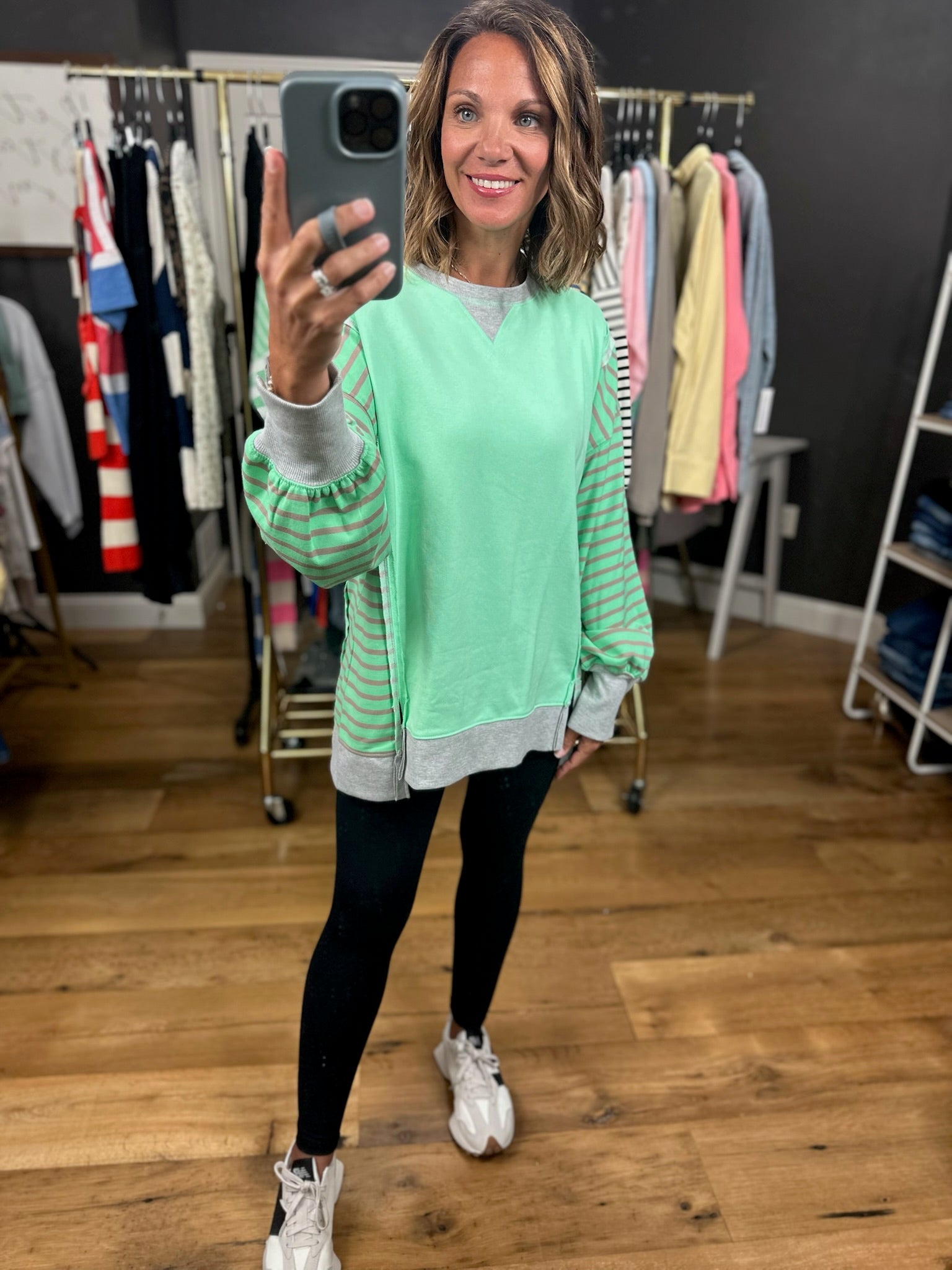 Real Dreams Contrasting Crew-Sweaters-Very J-Anna Kaytes Boutique, Women's Fashion Boutique in Grinnell, Iowa