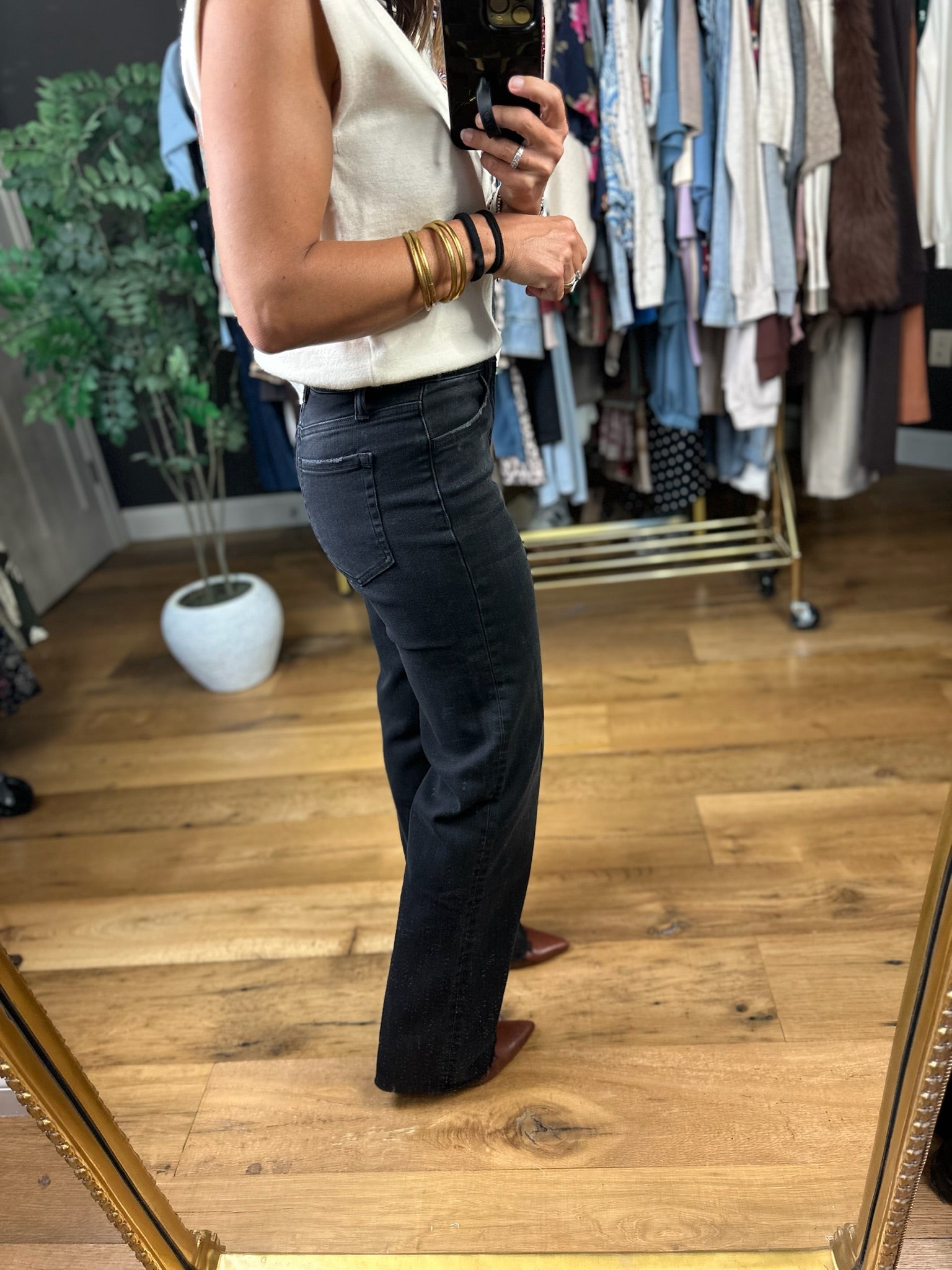The Frankie High-Rise Slim-Wide Denim-Pants-Flying Monkey-Anna Kaytes Boutique, Women's Fashion Boutique in Grinnell, Iowa