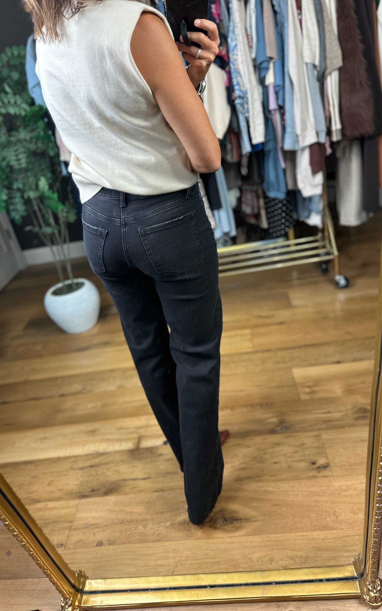 The Frankie High-Rise Slim-Wide Denim-Pants-Flying Monkey-Anna Kaytes Boutique, Women's Fashion Boutique in Grinnell, Iowa