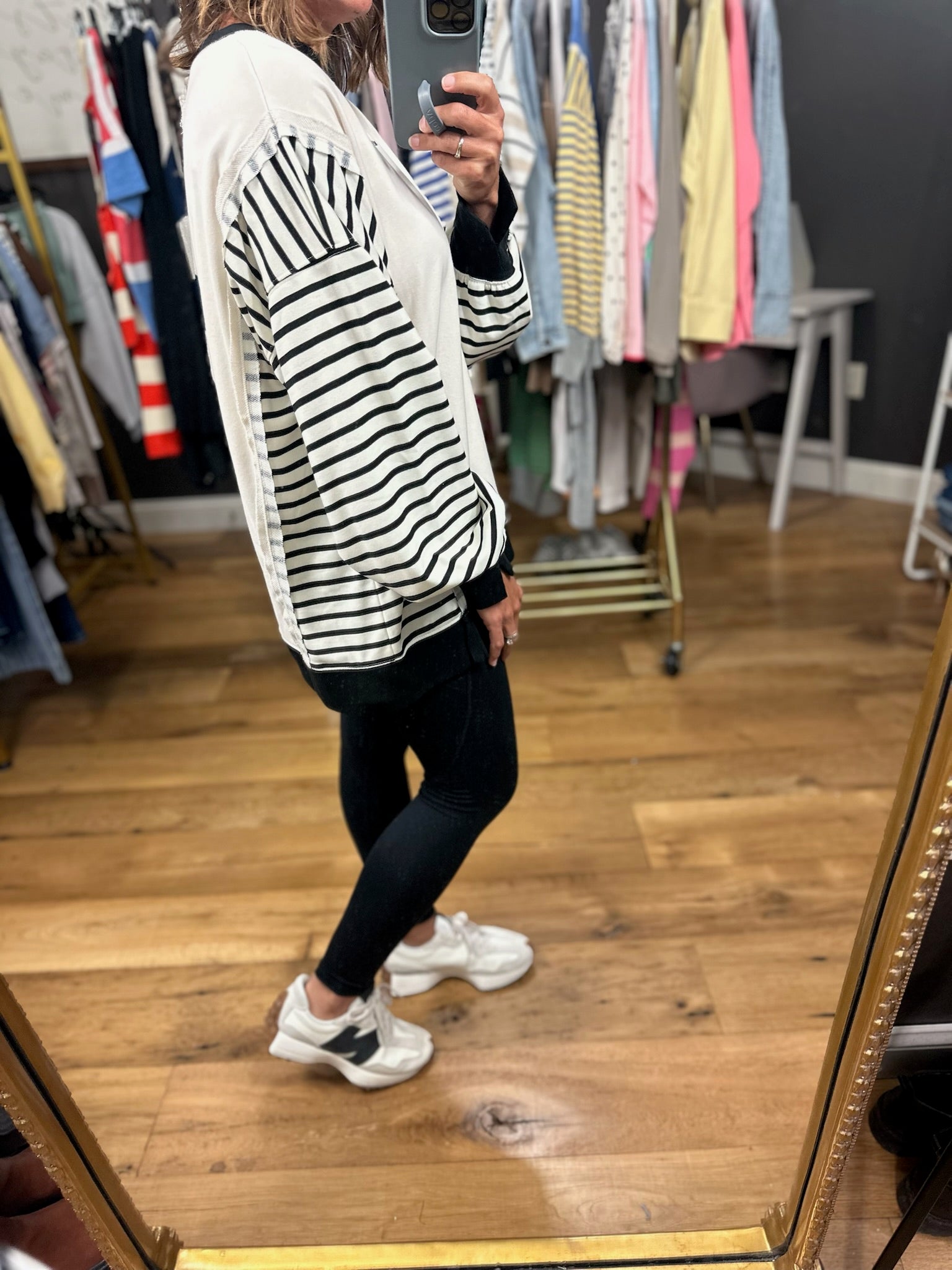 Real Dreams Contrasting Crew-Sweaters-Very J-Anna Kaytes Boutique, Women's Fashion Boutique in Grinnell, Iowa