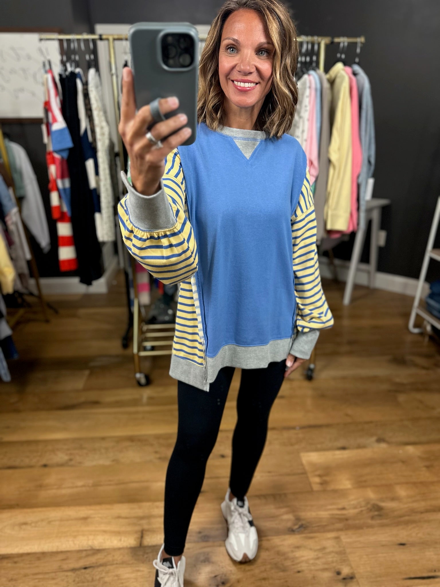 Real Dreams Contrasting Crew-Sweaters-Very J-Anna Kaytes Boutique, Women's Fashion Boutique in Grinnell, Iowa