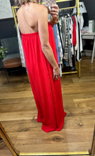 Ring The Alarm Strapless Wide-Leg Jumpsuit - Red-Bucketlist-Anna Kaytes Boutique, Women's Fashion Boutique in Grinnell, Iowa