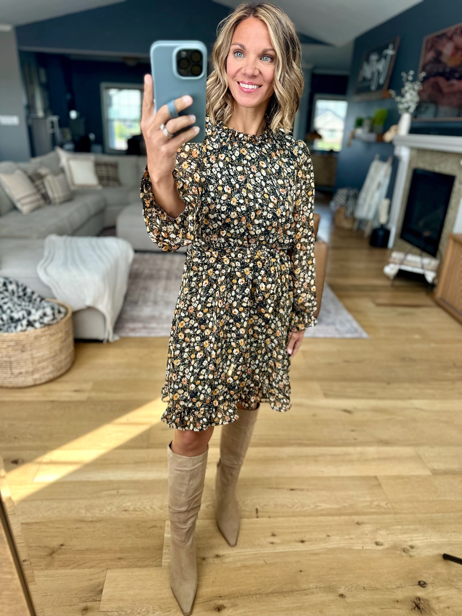 Autumn Bloom Ruffle Dress-Hayden-Anna Kaytes Boutique, Women's Fashion Boutique in Grinnell, Iowa