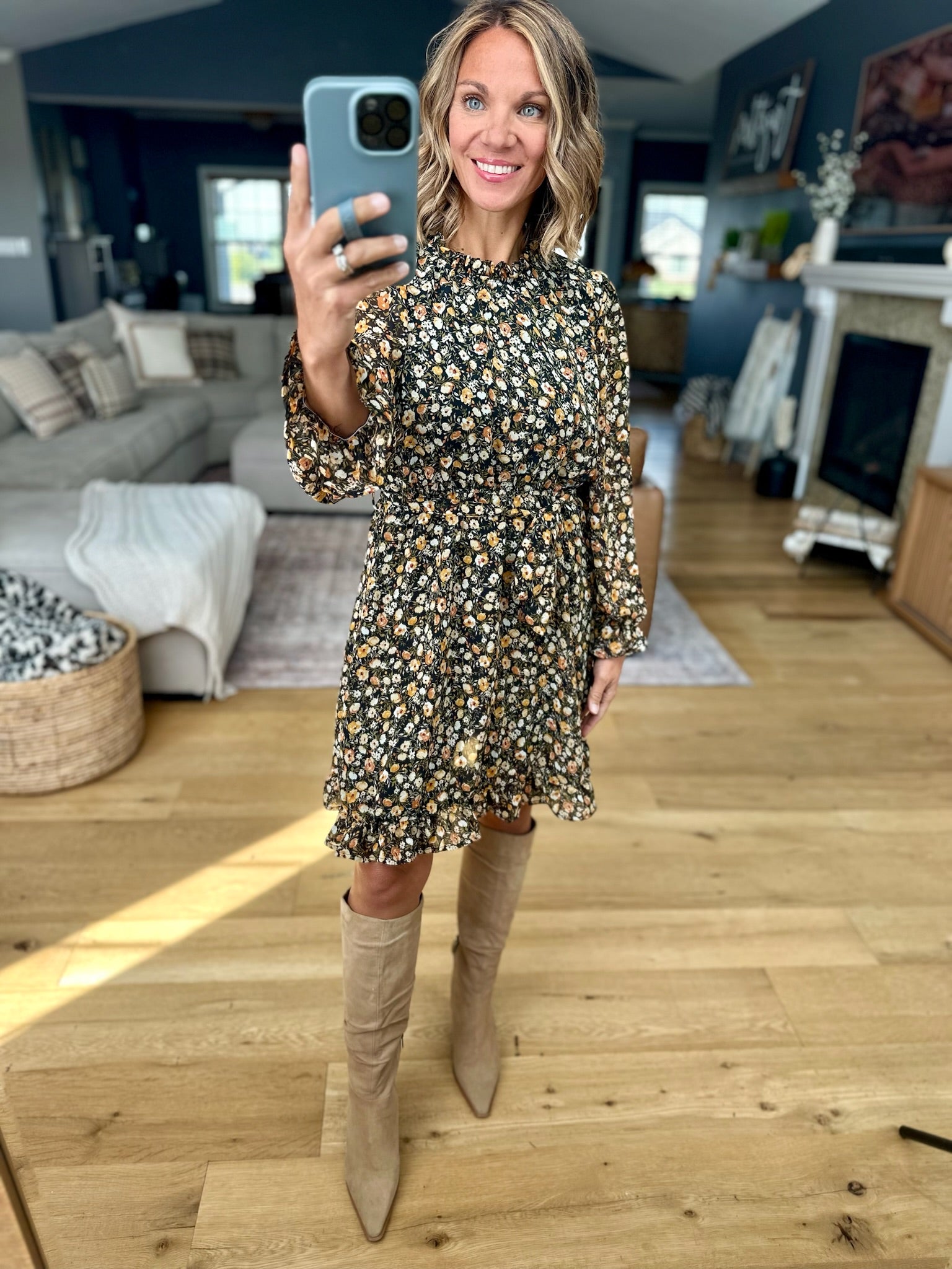 Autumn Bloom Ruffle Dress-Hayden-Anna Kaytes Boutique, Women's Fashion Boutique in Grinnell, Iowa