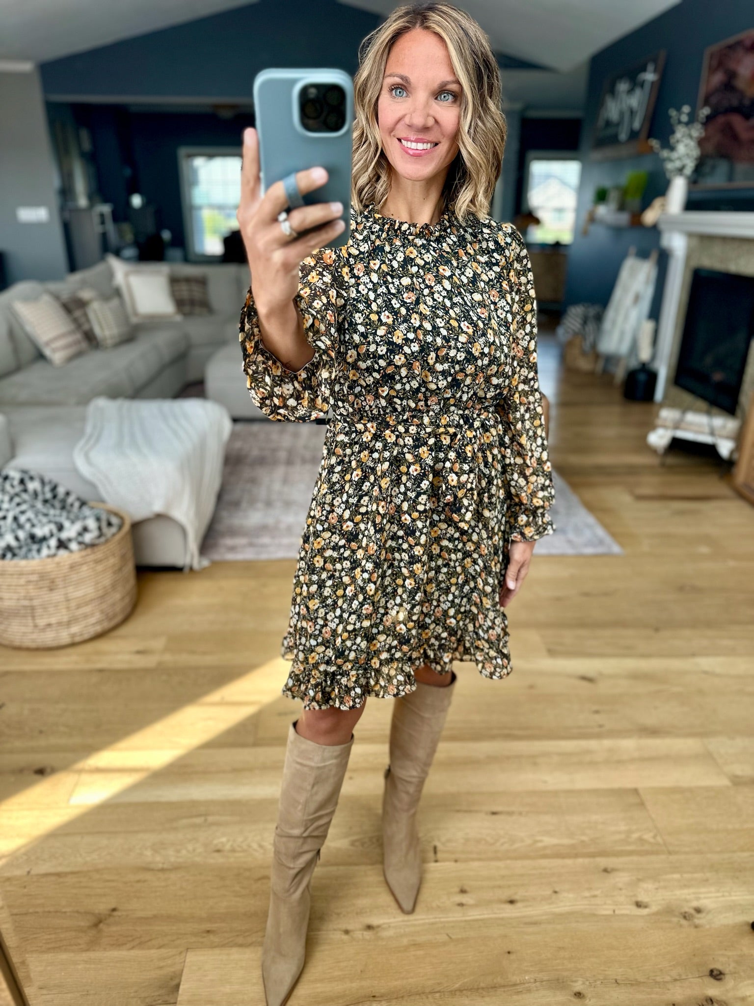 Autumn Bloom Ruffle Dress-Hayden-Anna Kaytes Boutique, Women's Fashion Boutique in Grinnell, Iowa