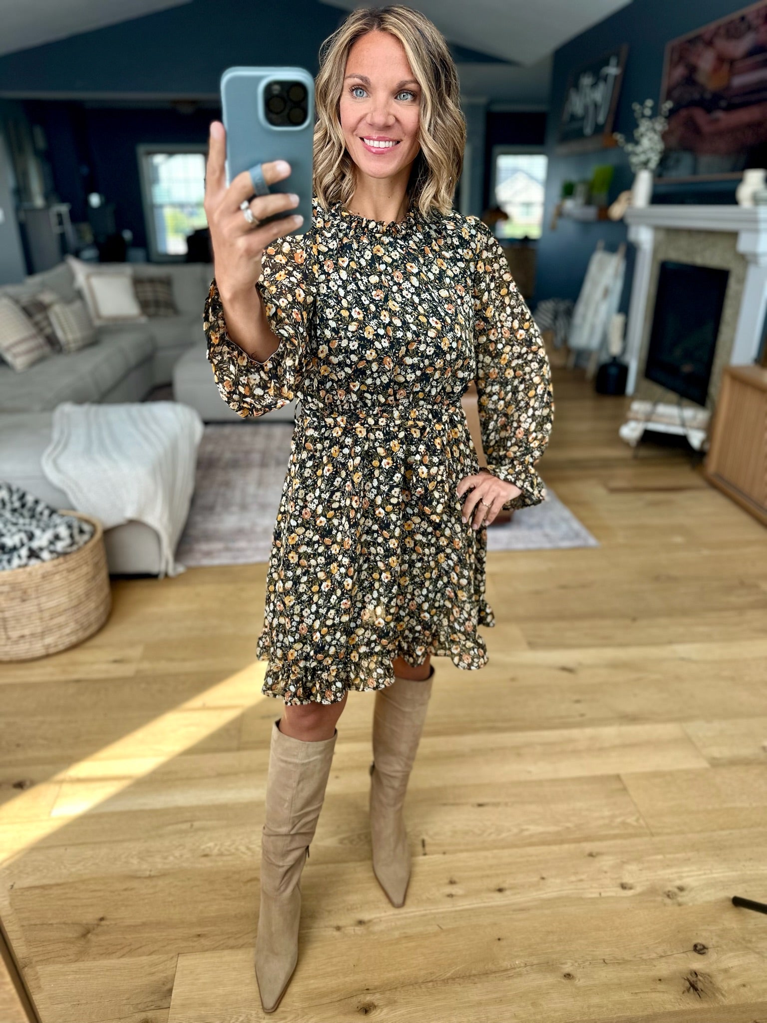 Autumn Bloom Ruffle Dress-Hayden-Anna Kaytes Boutique, Women's Fashion Boutique in Grinnell, Iowa